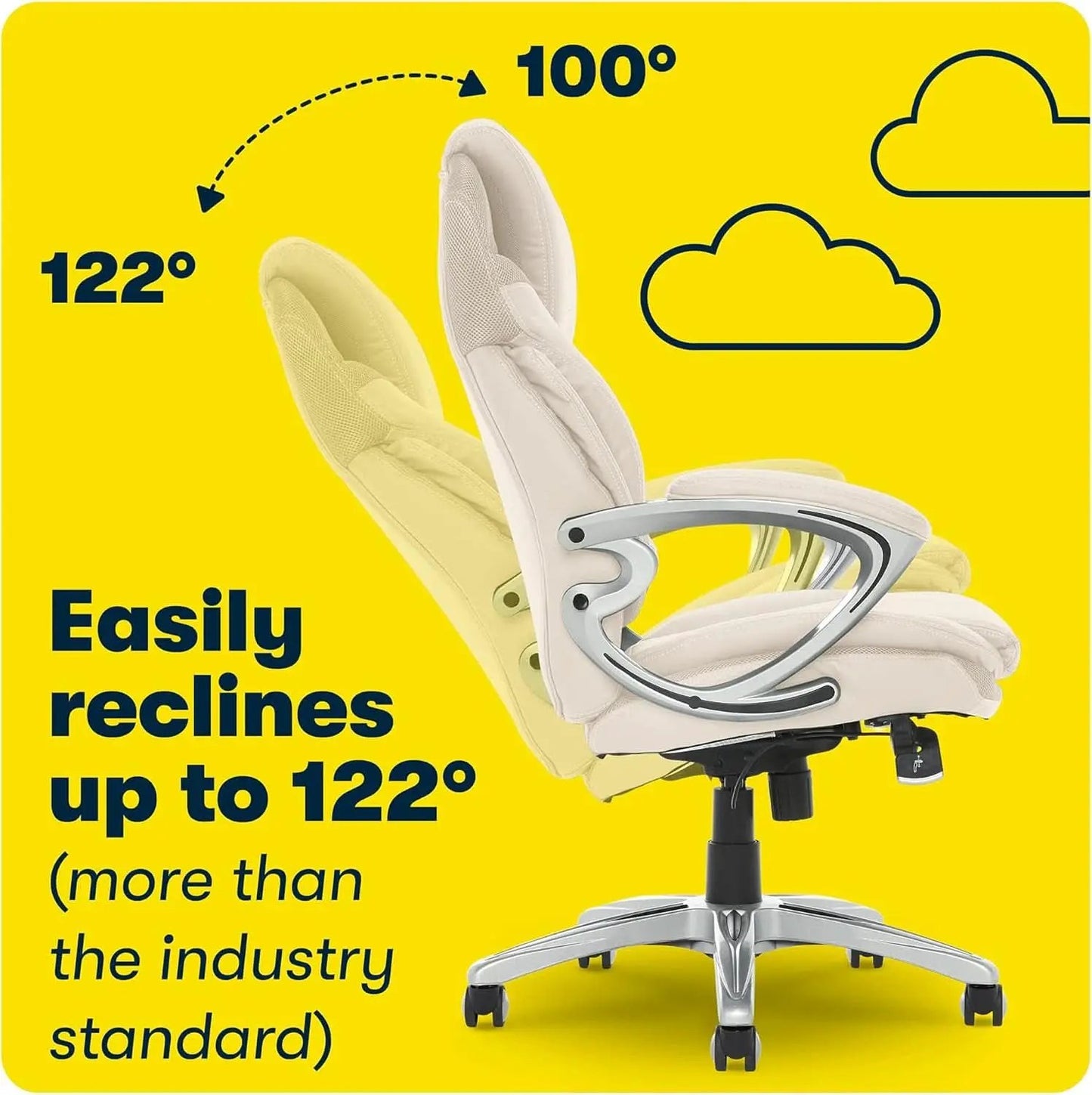 Executive Office Chair With AIR Lumbar Support Cream White from PriceLows™