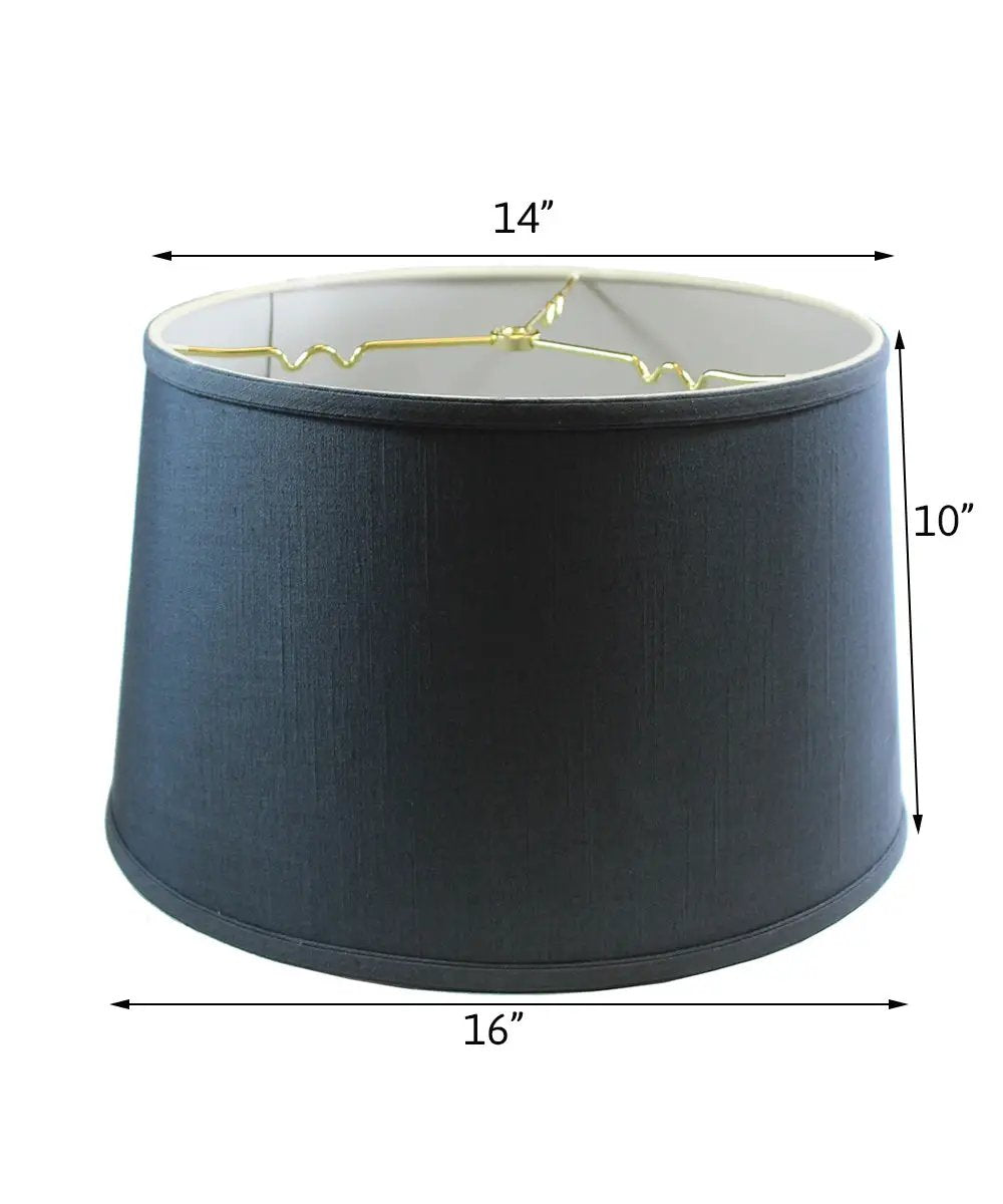 Lamp Shade | Shallow Drum | 16 In W X 10 In H | Textured Slate Blue Linen