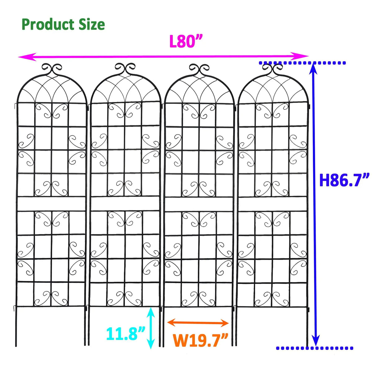 Metal Garden Trellis | Rustproof | 80 Inch Width | Single Or Double Use