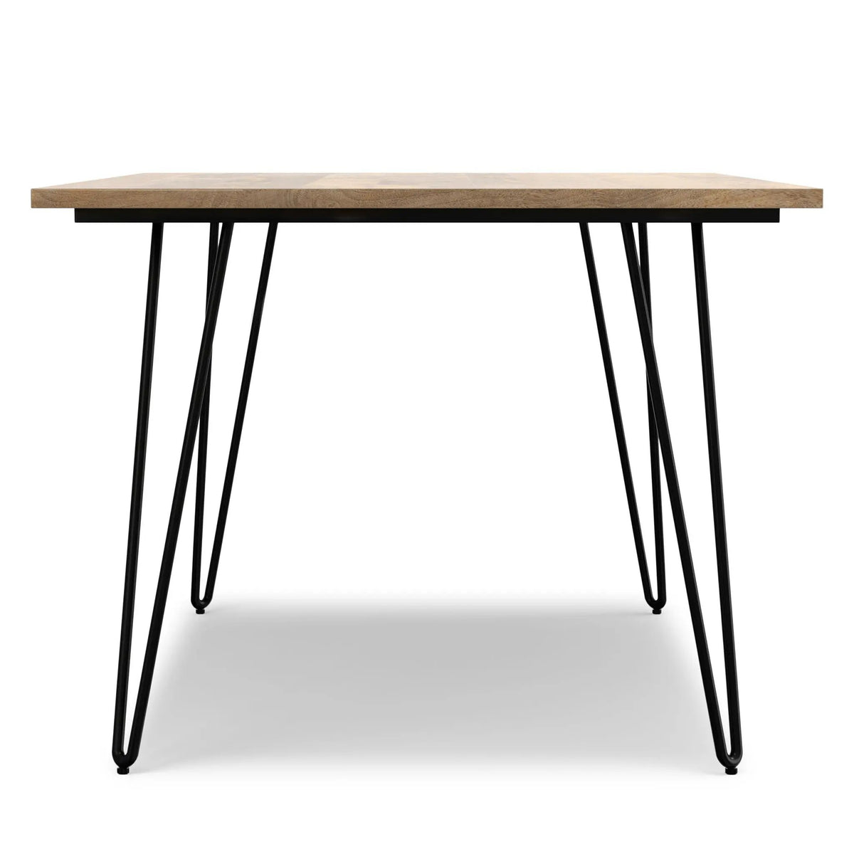 Hunter Dining Table | 66 Inch Width | Solid Mango Wood Top | Hairpin-Style Iron Base