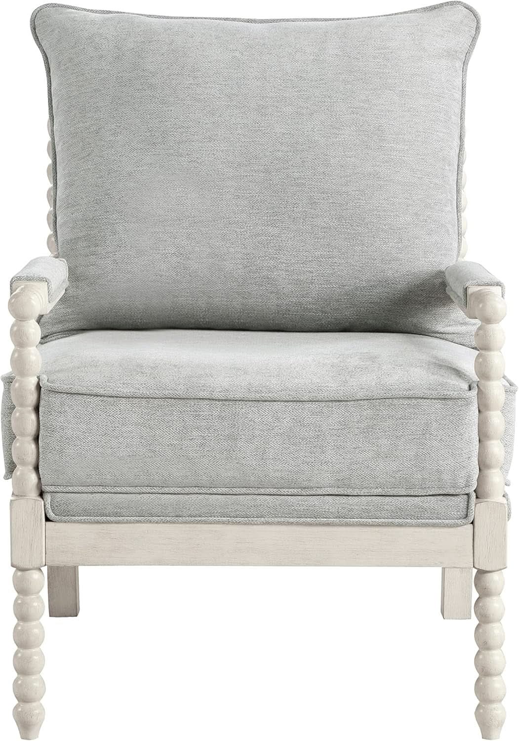 Spindle Accent Chair Smoke Grey Textured Upholstery from PriceLows™