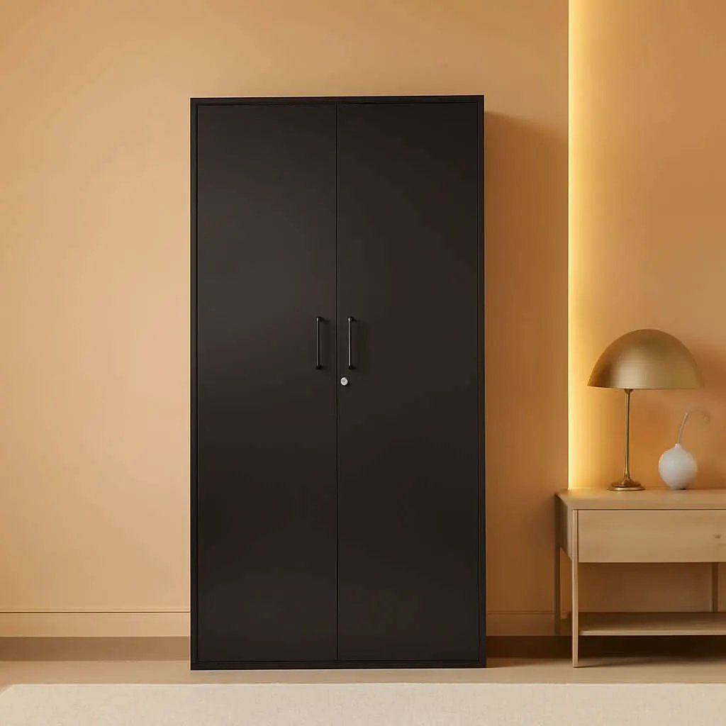 Black Metal Storage Cabinet With Lock For Office Industrial from PriceLows™