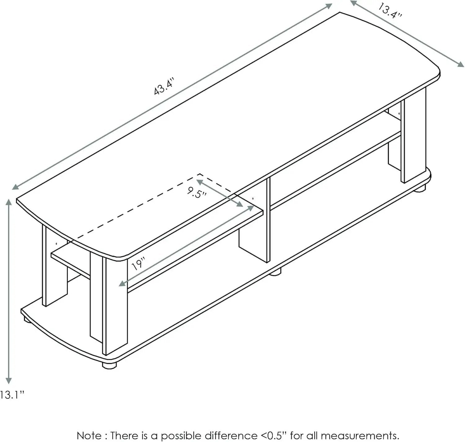 Nelly Dark Walnut Entertainment Center TV Stand 43.3W x 13.4H from PriceLows™
