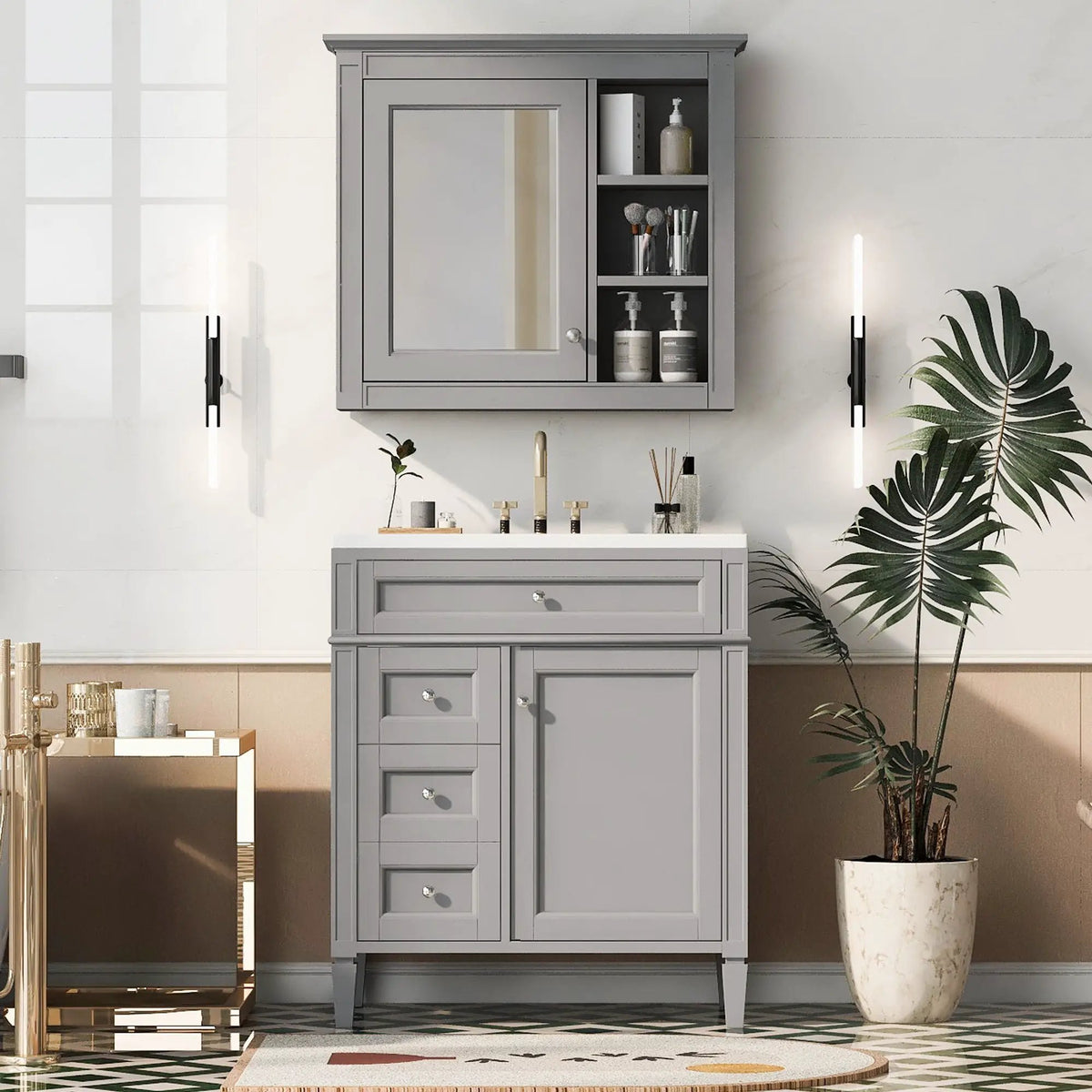 Bathroom Vanity With Medicine Cabinet | Royal Mirror Cabinet | Modern Storage | Unique Pattern Design