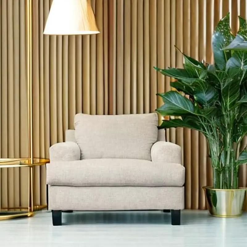 Soletren Contemporary Off White Chenille Upholstered Chair from PriceLows™