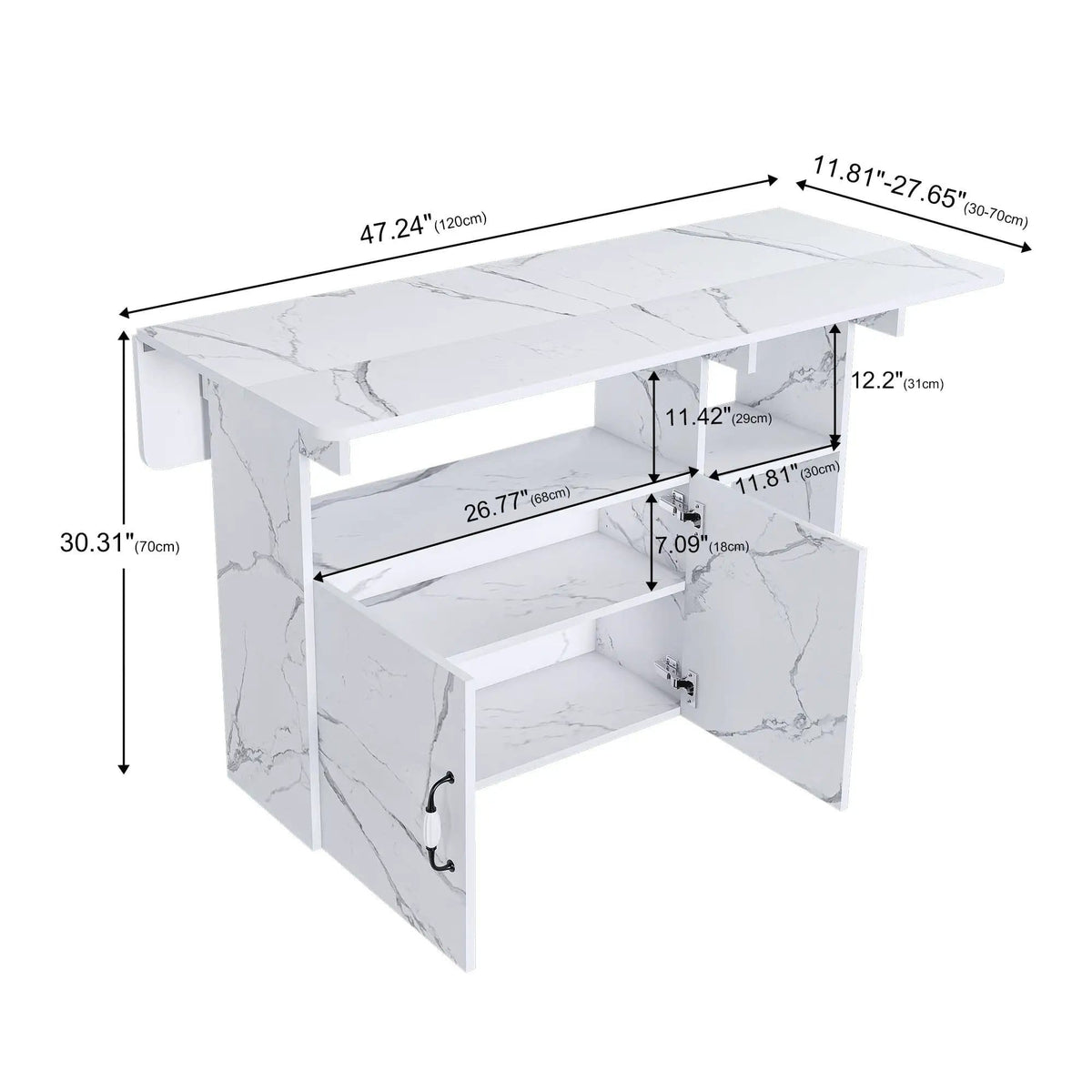 Multi Functional Folding Table With Storage Shelves And Wheels Island | 3 Pieces | Home Furniture | Home