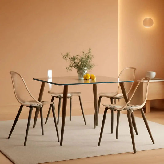 Clear Acrylic Dining Chairs Set of 4 With Black Legs from PriceLows™