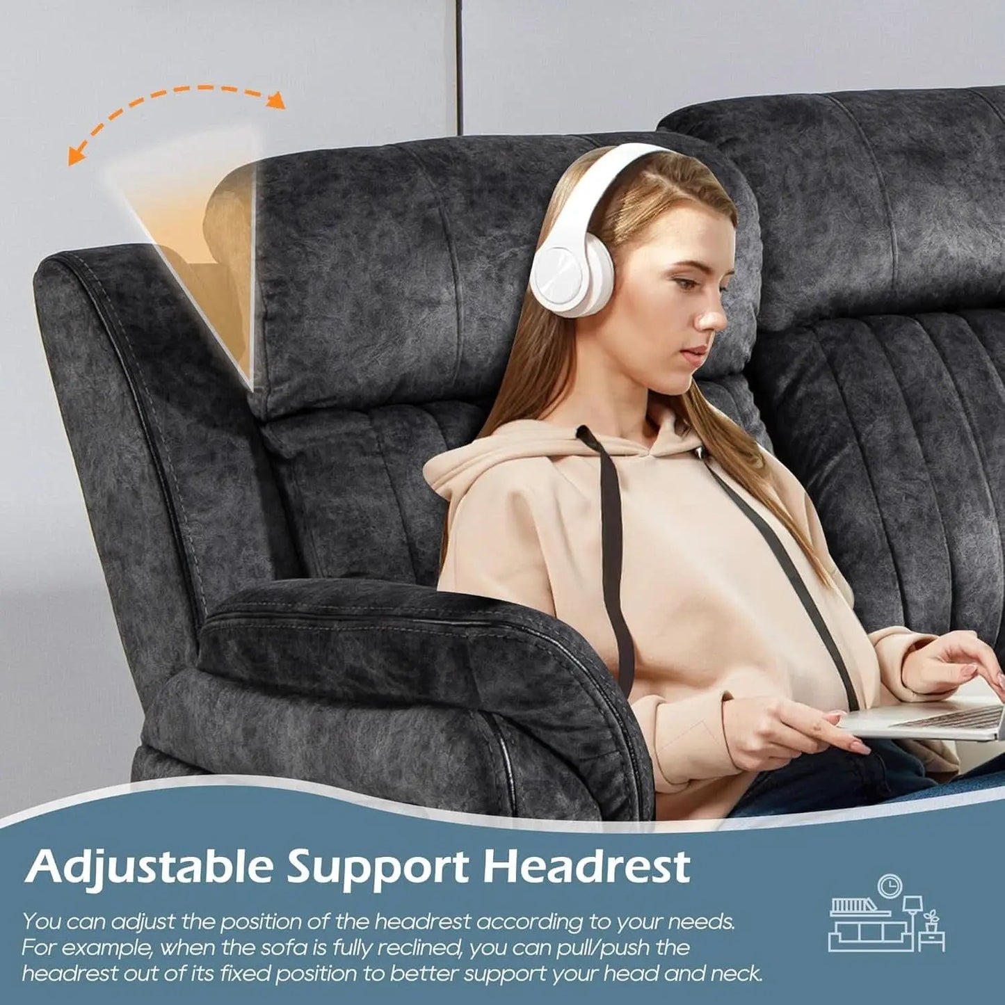 Zero Gravity Power Reclining Sofa Grey With USB Ports from PriceLows™