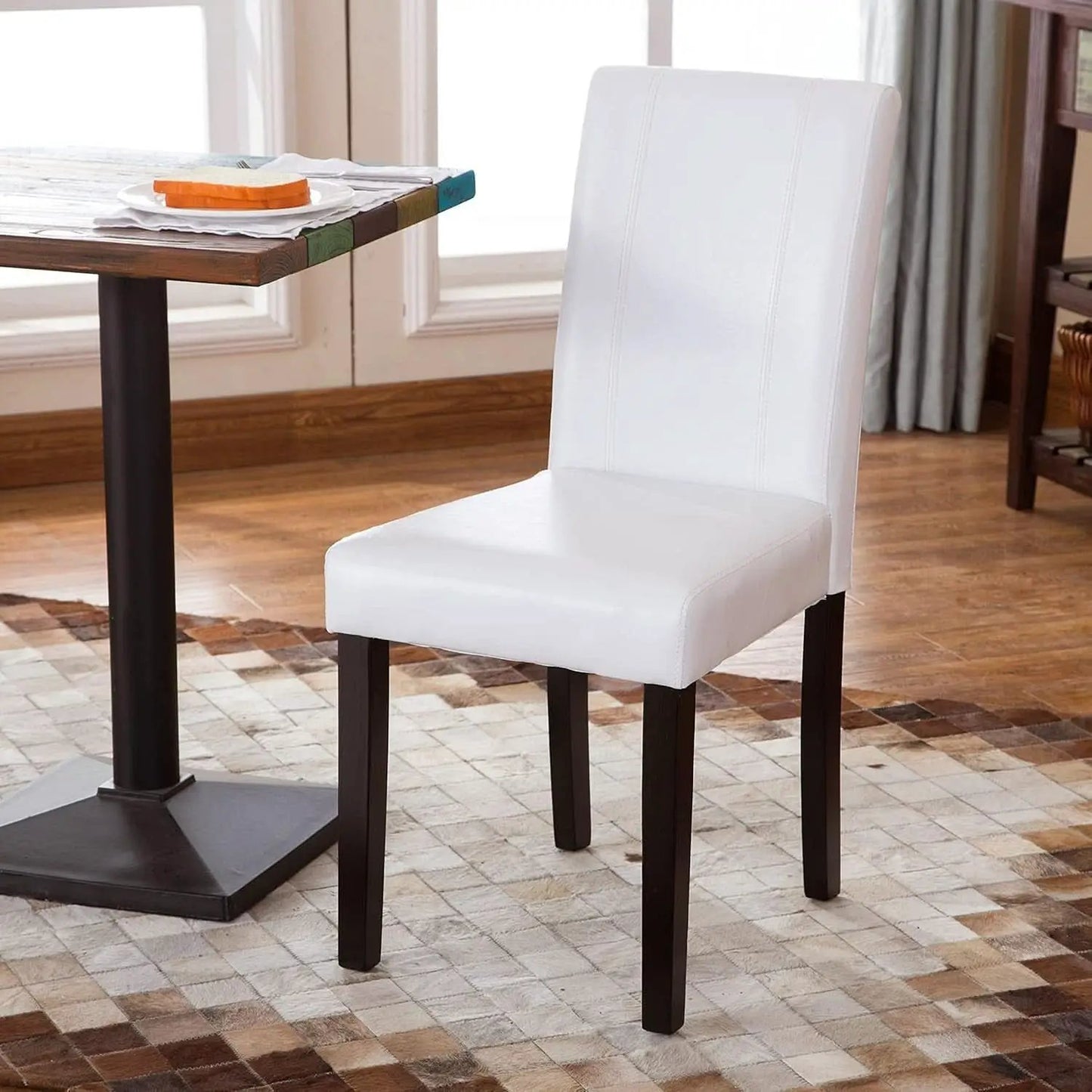 Off White Leatherette Padded Parson Chair Set of 2 from PriceLows™