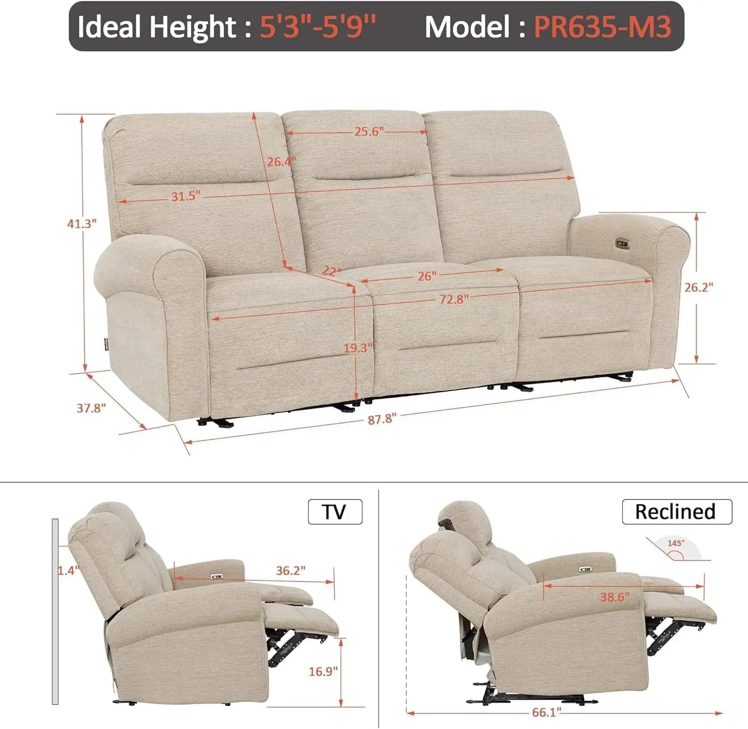 87.8 Inch Wall Hugger Reclining Sofa With Drop Down Table from PriceLows™