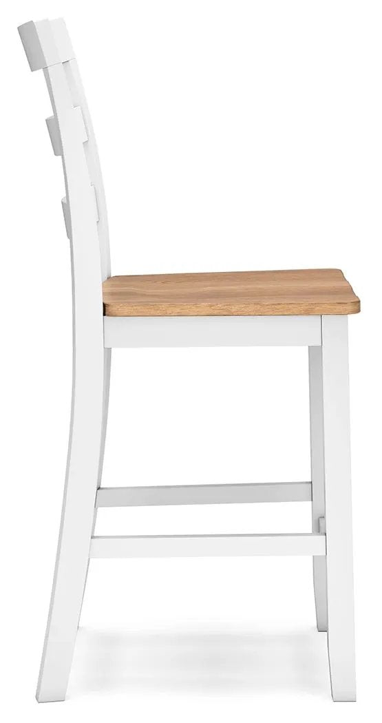 Counter Height Bar Stools | Contoured Seat | Natural Wood | Set Of Two