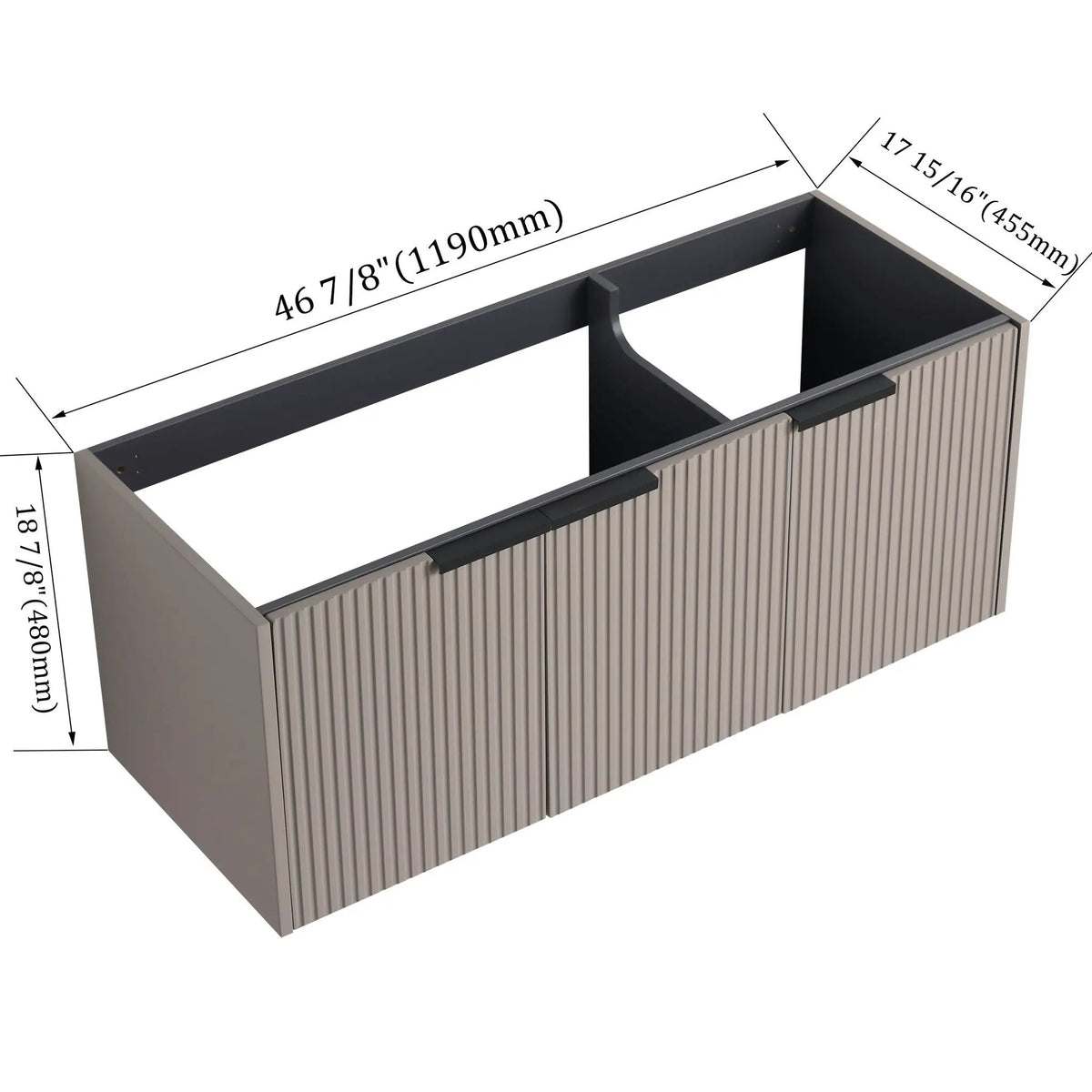 Wall Mounted Bathroom Vanity | Soft Close Doors | Wavy Door Panels