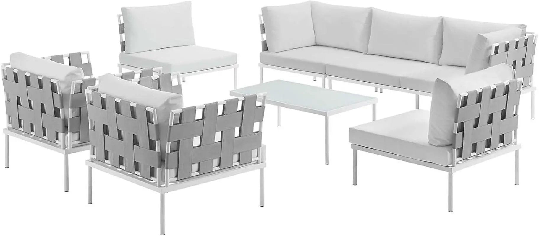 8 Piece White Aluminum Outdoor Patio Furniture Set from PriceLows™