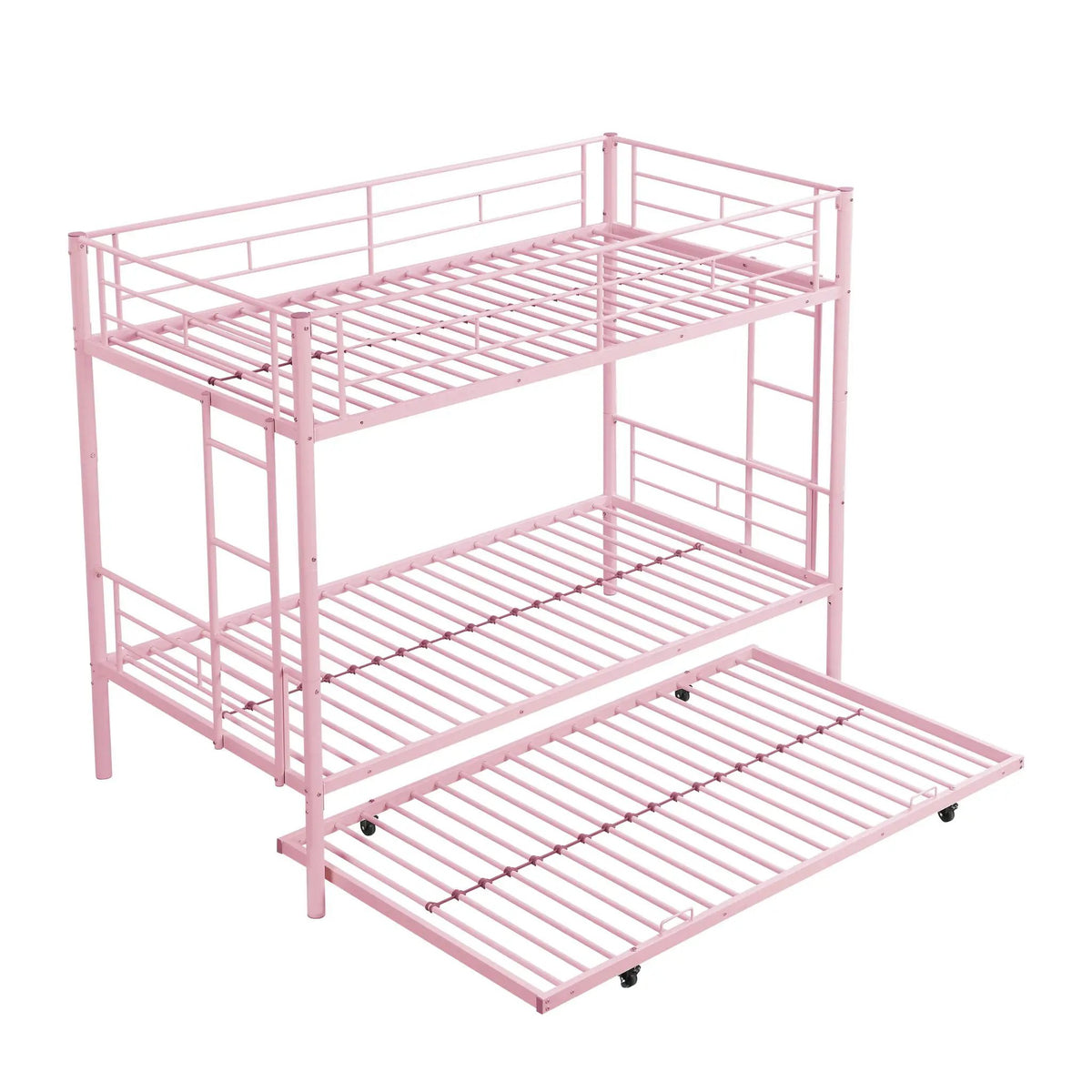 Bunk Bed With Trundle | Heavy Duty Steel | Space Saving | Twin Top