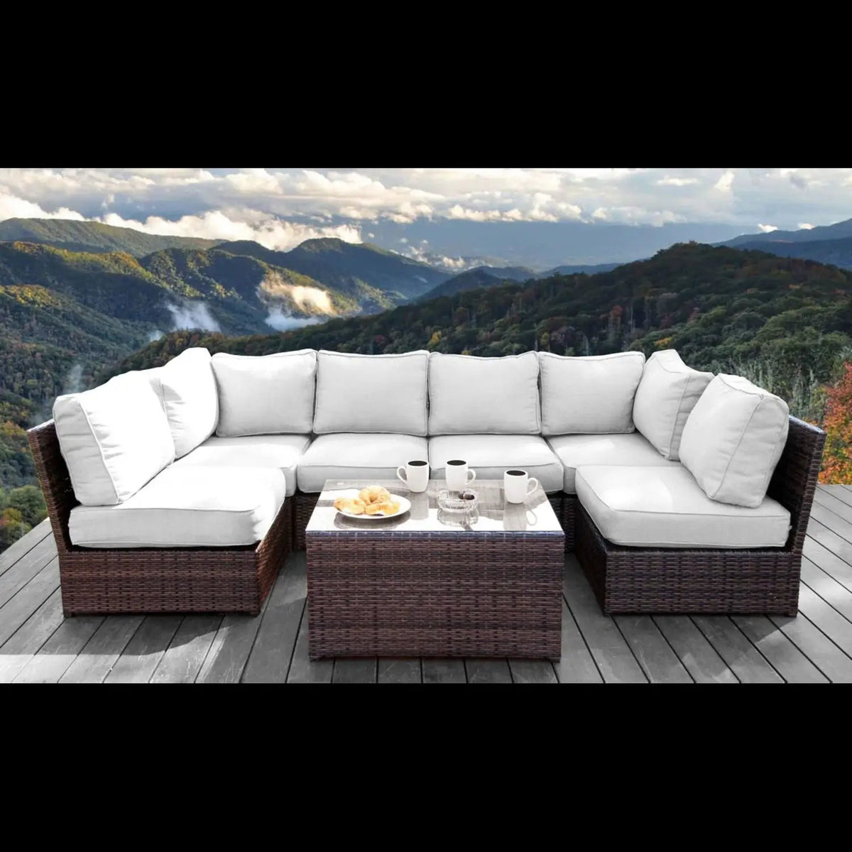 Outdoor Rattan Sectional Set | Half-Round HDPE Wicker | Rustproof Aluminum Frame | Fully Assembled