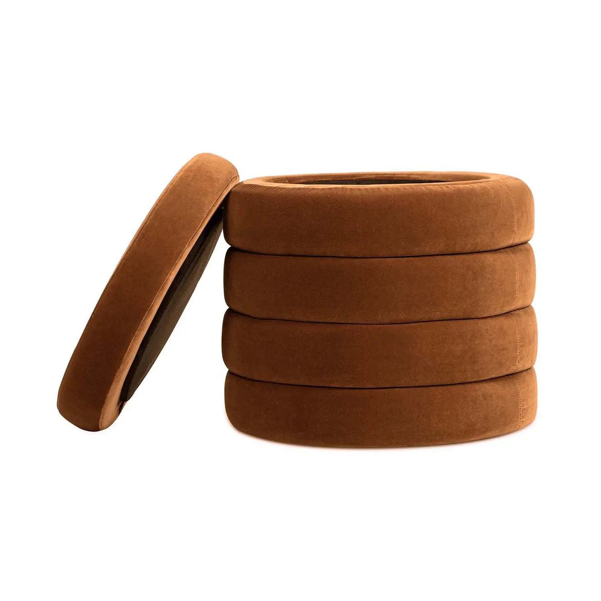 Fuji Oversized Round Storage Ottoman | Kiln-Dried Birchwood | Handmade Craftsmanship | 19 Inch Height