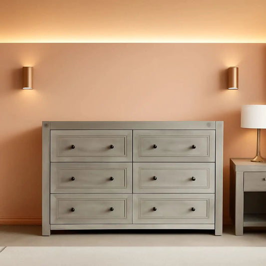 Six Drawer Dresser With Metal Handles Storage Unit from PriceLows™