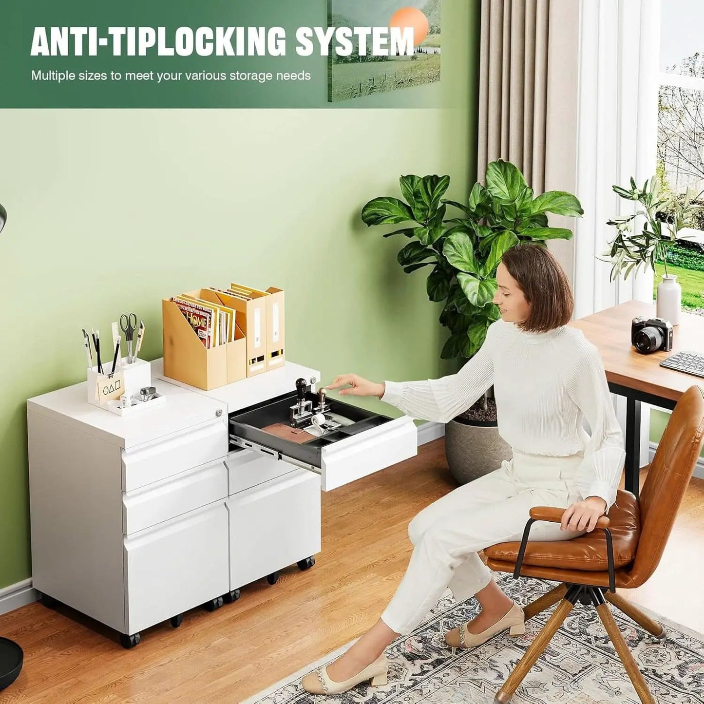 3 Drawer Mobile File Cabinet With Lock Under Desk Filing Cabinet For Home Office from PriceLows™