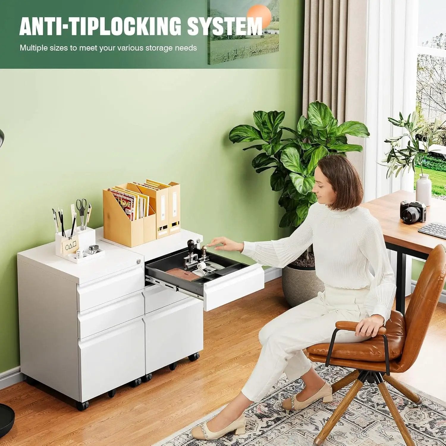 3 Drawer Mobile File Cabinet With Lock Under Desk Filing Cabinet For Home Office from PriceLows™
