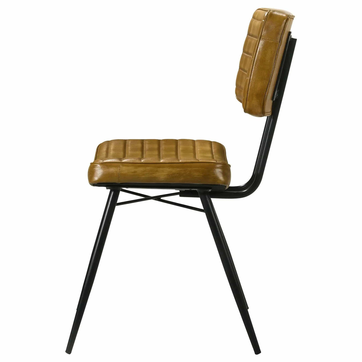 Misty Leather Upholstered Dining Side Chair Camel (Set of 2) | 17.75 x 17.75 x 33.75 in | Leather & Metal | Dining Room