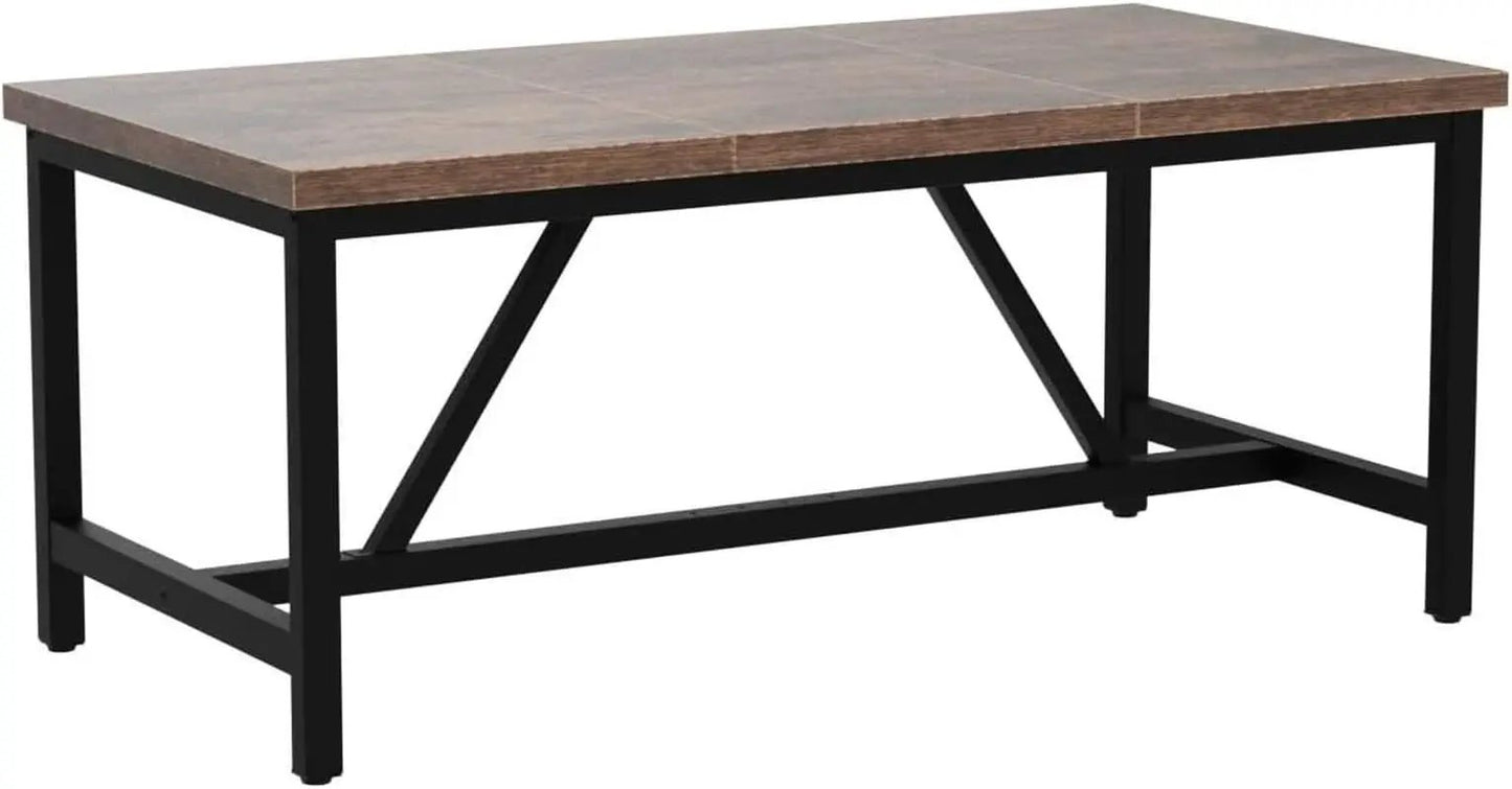 70.8 Inch Rustic Brown Farmhouse Dining Table For 6 To 8 People from PriceLows™