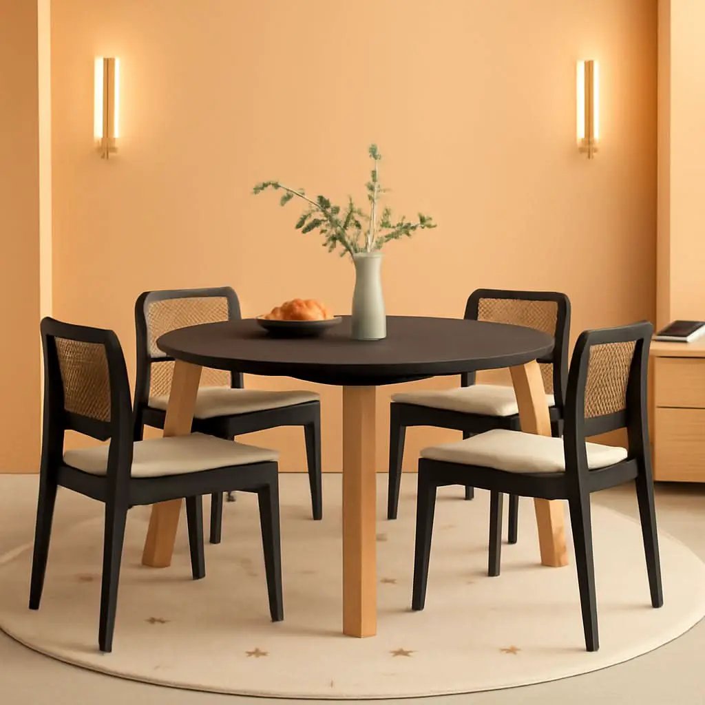 Tribase 47 Inch Round Burnt Black Dining Table Modern from PriceLows™