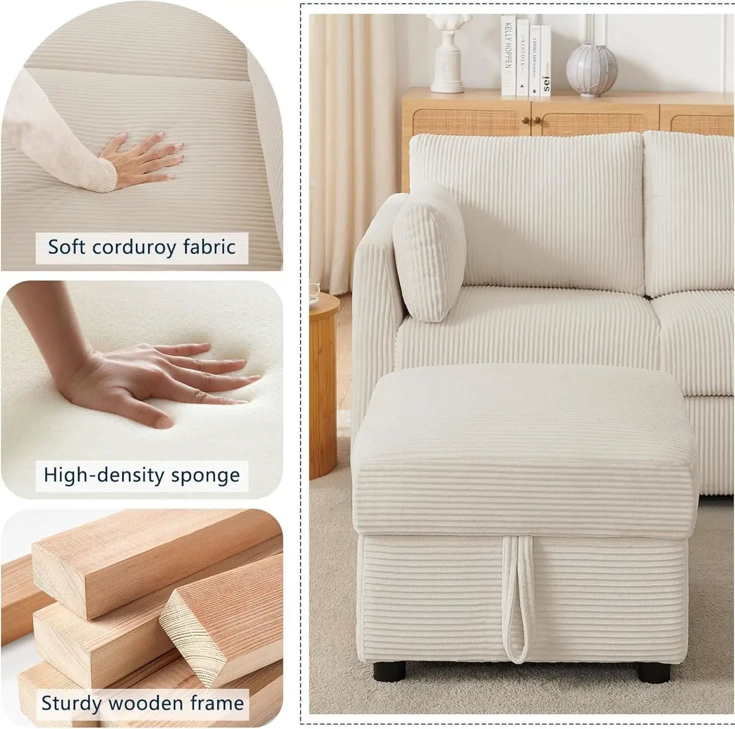 Beige 38 Inch Modern Upholstered Accent Reading Armchair from PriceLows™