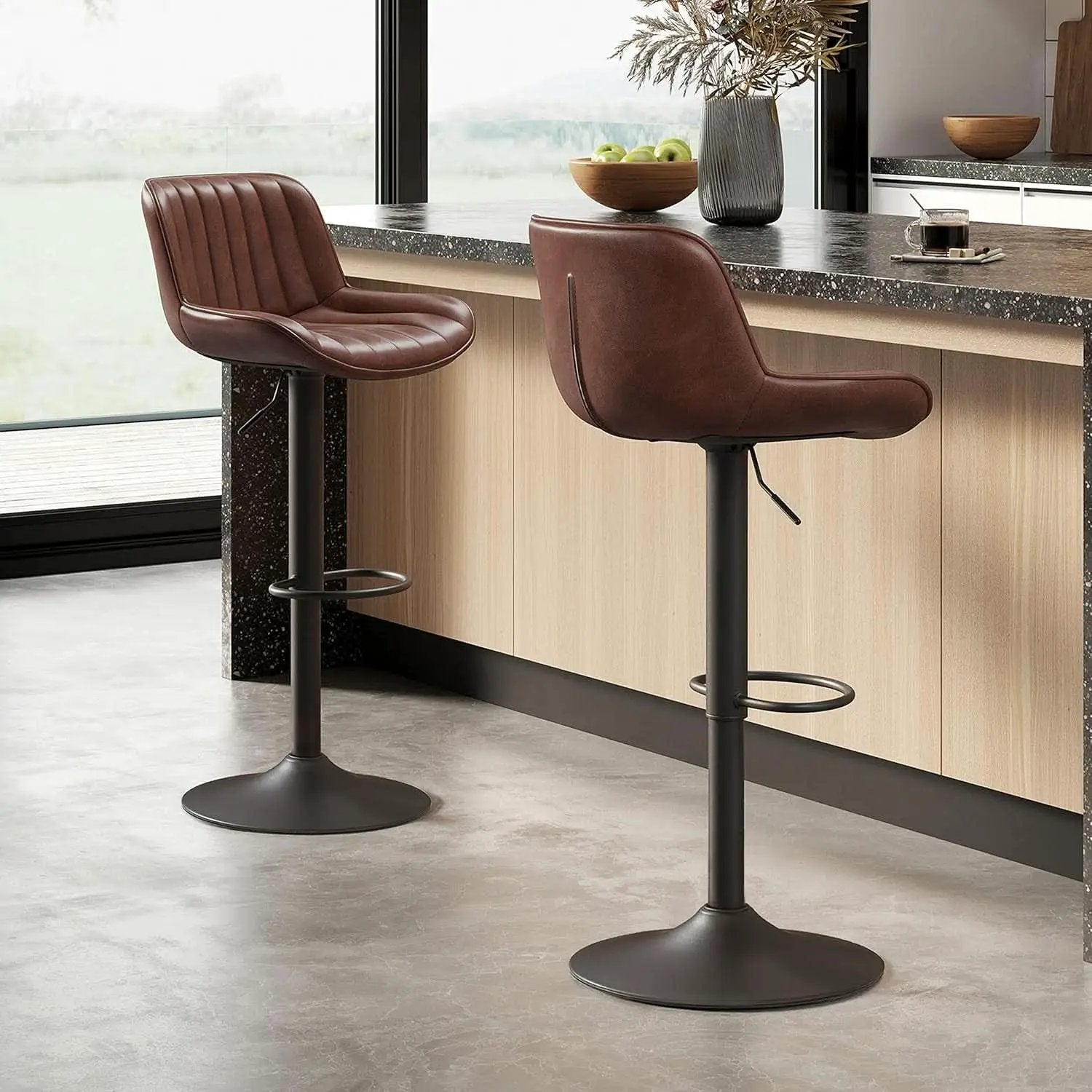 Mid Century Modern Adjustable Height Swivel Bar Stools from PriceLows™