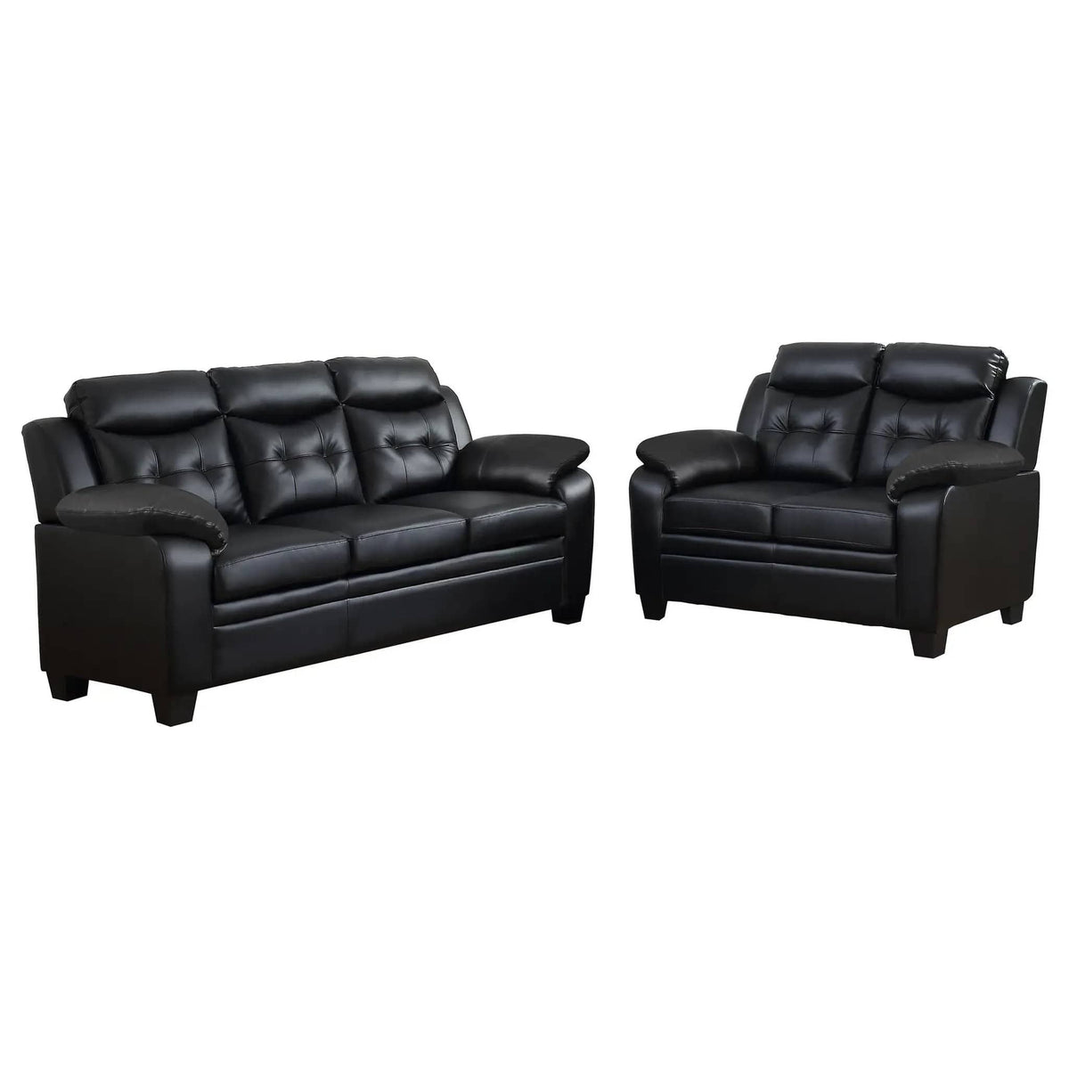 Finley 2-piece Upholstered Padded Arm Tufted Sofa Set | 2-Piece Set | Living Room Furniture | Black