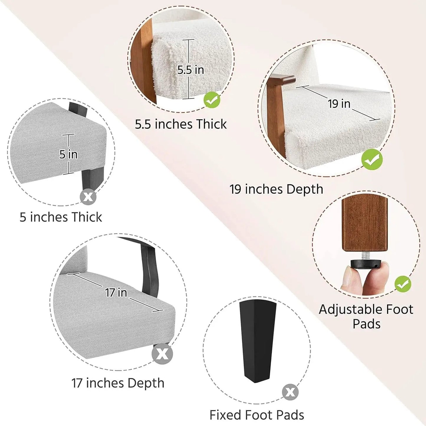 Ivory Professionally Upholstered Fabric Armchair High Back from PriceLows™
