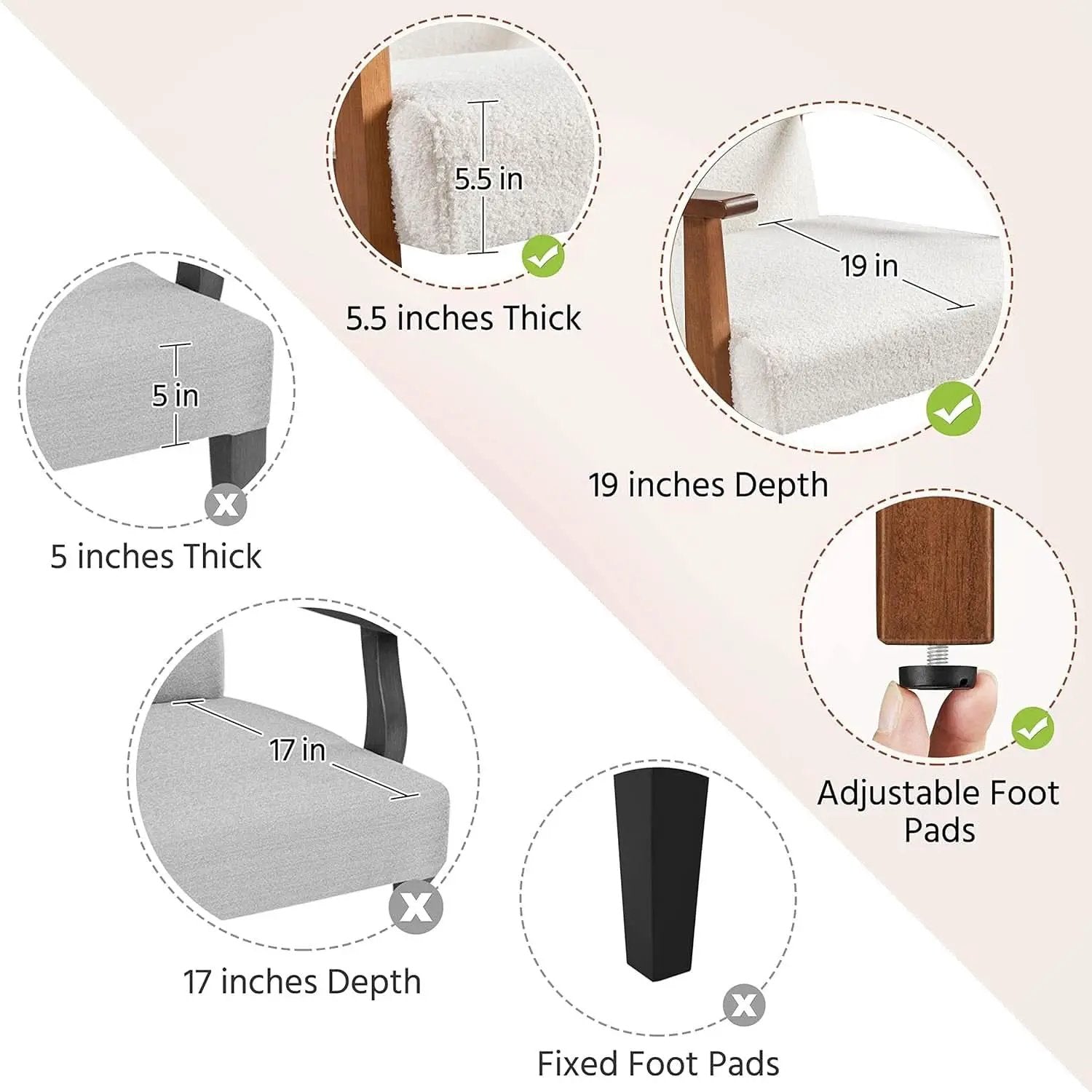 Ivory Professionally Upholstered Fabric Armchair High Back from PriceLows™