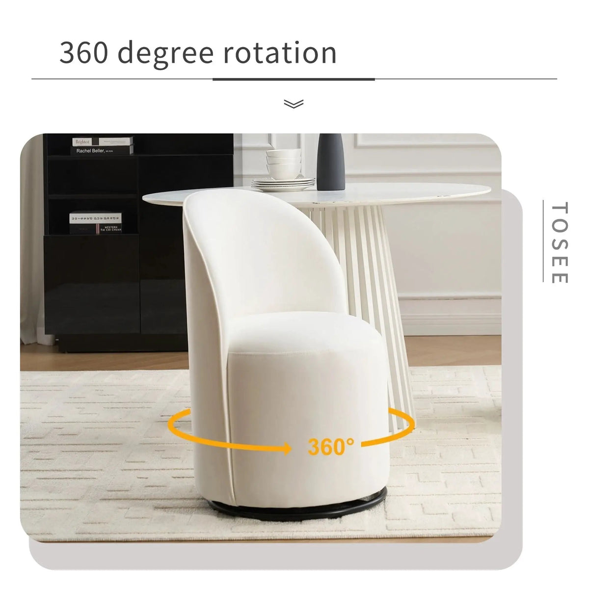 360 Degree Swivel Barrel Chair | Armless Dining Chair | Compact Design | Cozy Upholstery