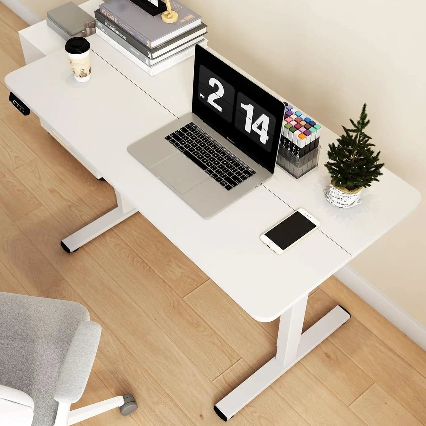 Electric Adjustable Height Standing Desk 40x24 Inches White With Memory Preset from PriceLows™