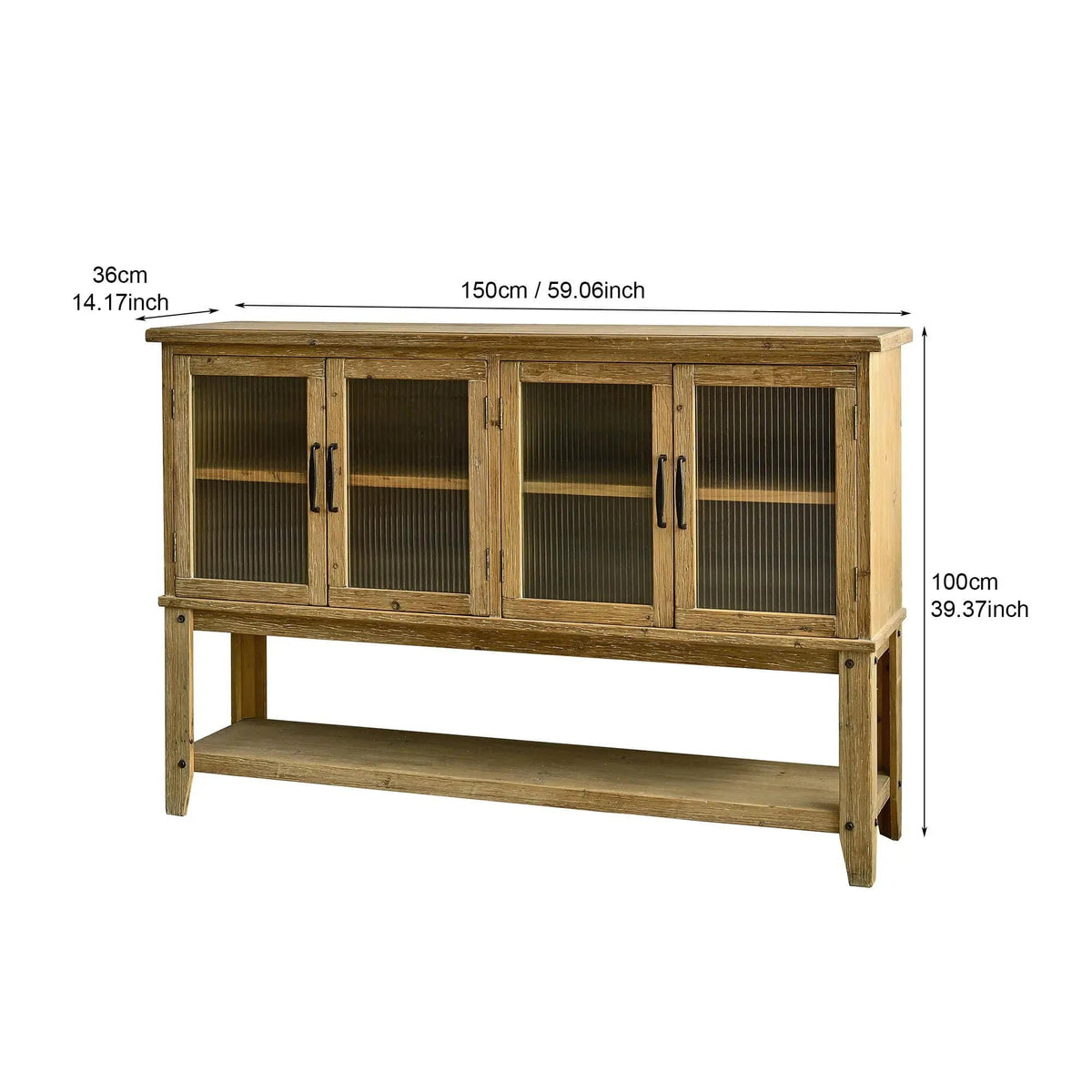 Rectangle Accent Sideboard Cabinet With Storage Shelf, Cabinet For Kitchen Natural | 59.06 x 14.17 x 39.37 in | Wood | Dining Room