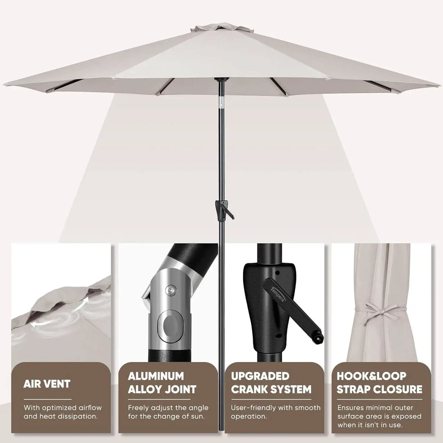 Large Patio Market Outdoor Umbrella With Push Button Tilt from PriceLows™