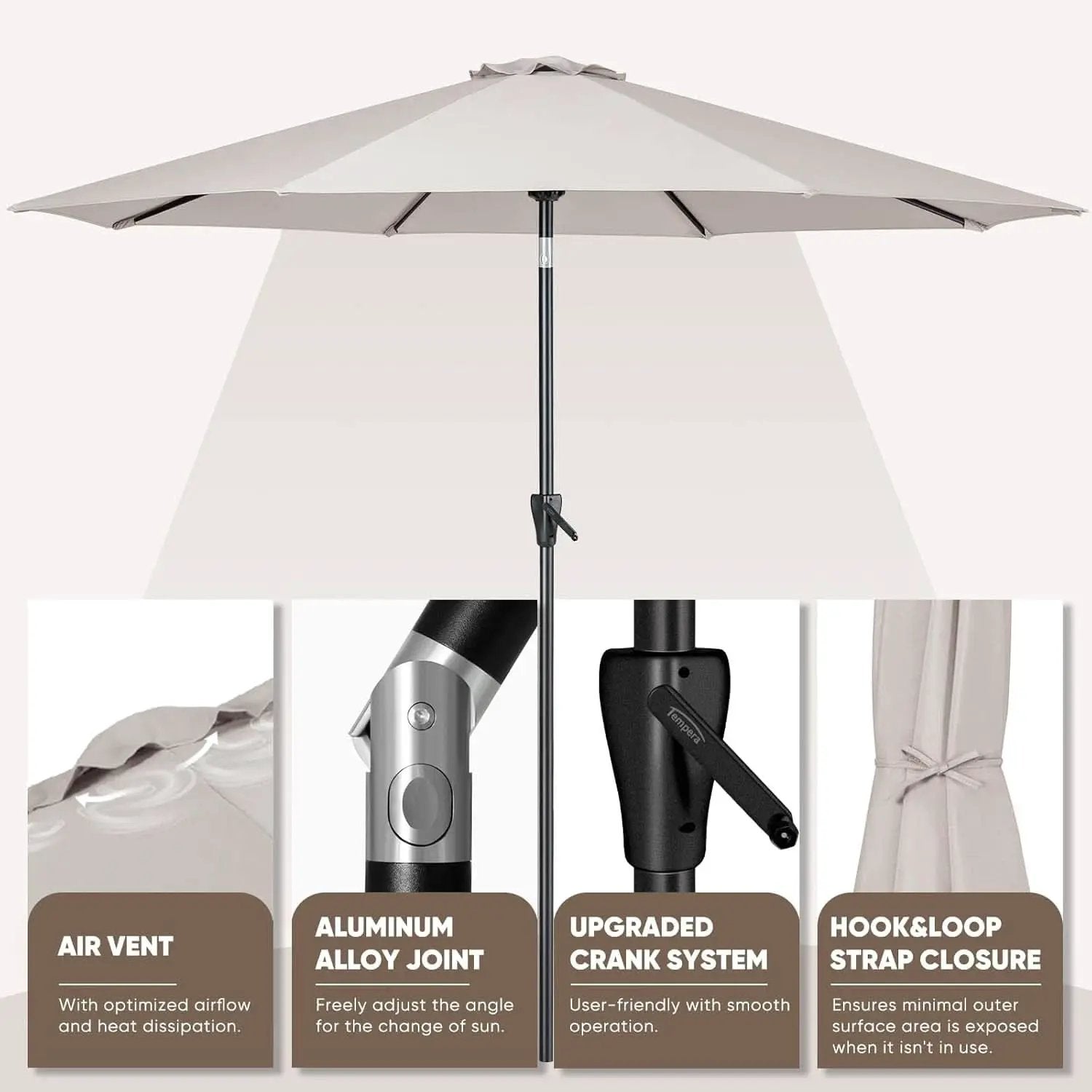 Large Patio Market Outdoor Umbrella With Push Button Tilt from PriceLows™