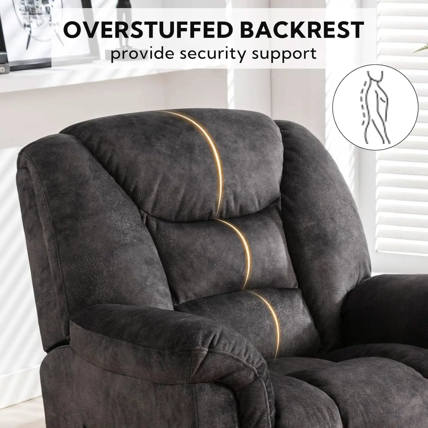 Oversized Swivel Recliner With Extra Wide Seat For Big And Tall from PriceLows™