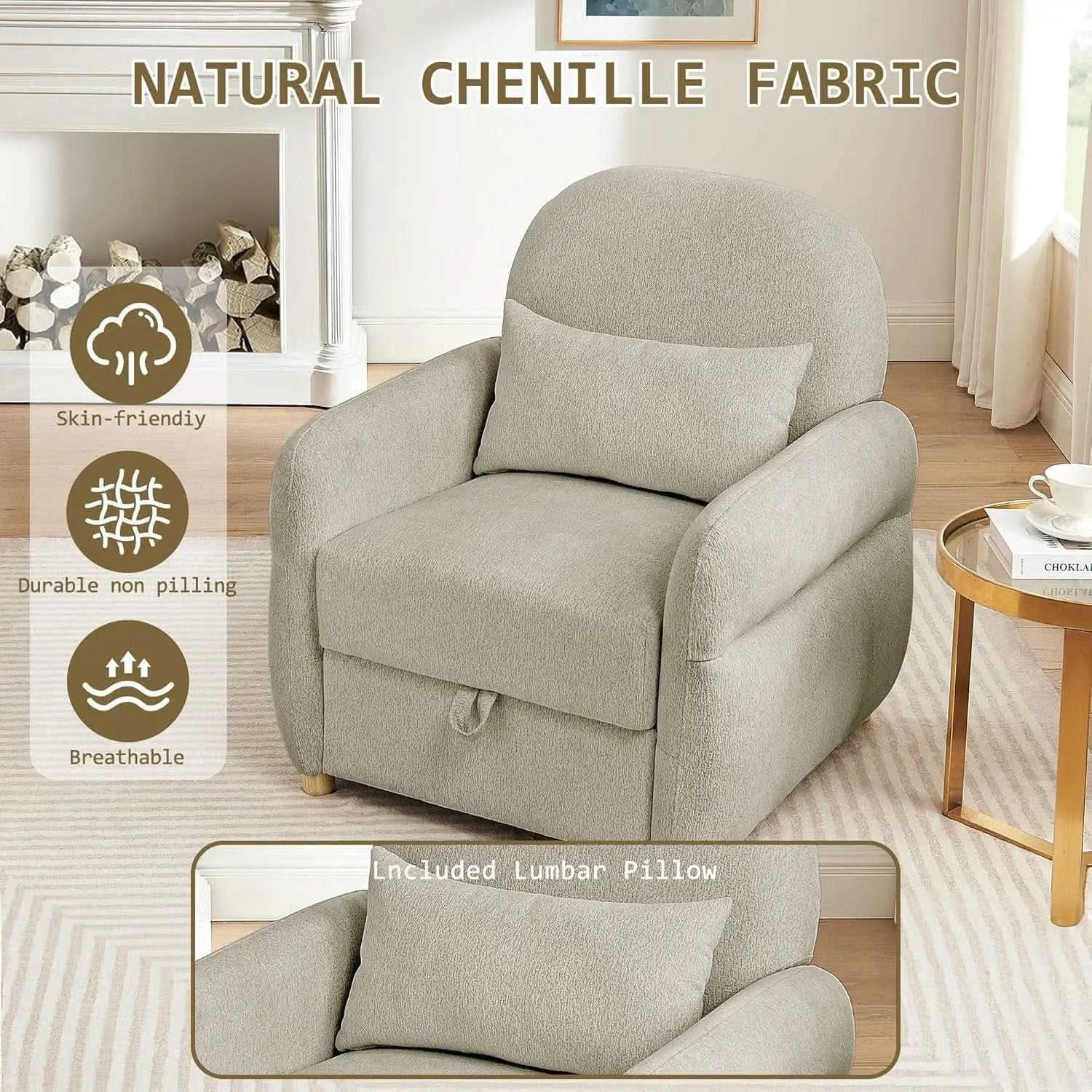 Gray 33.5 Inch Luxuriously Textured Modern Armchair from PriceLows™
