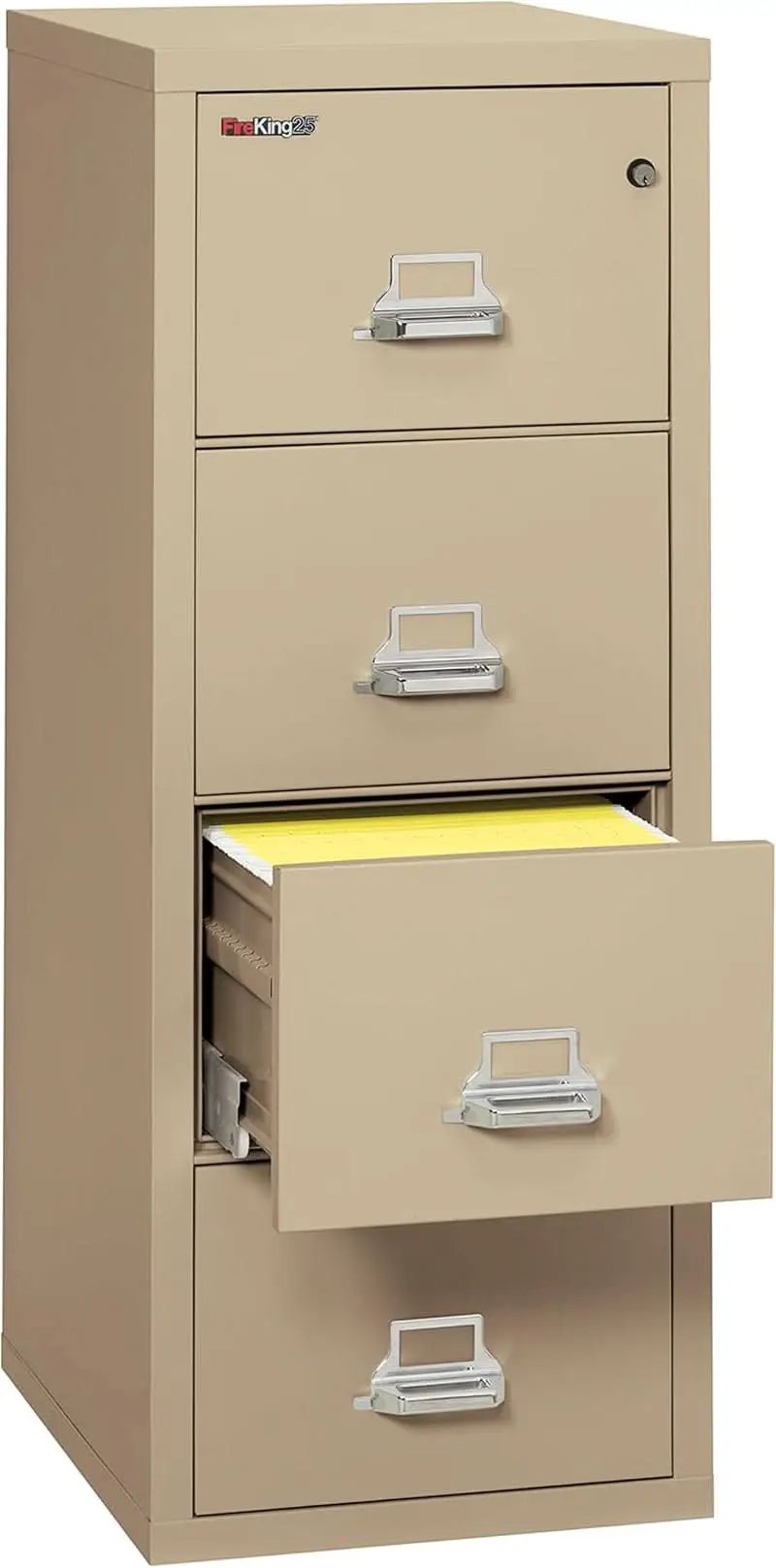 Vertical 4 Drawer Fire Rated File Cabinet Parchment Key Lock from PriceLows™