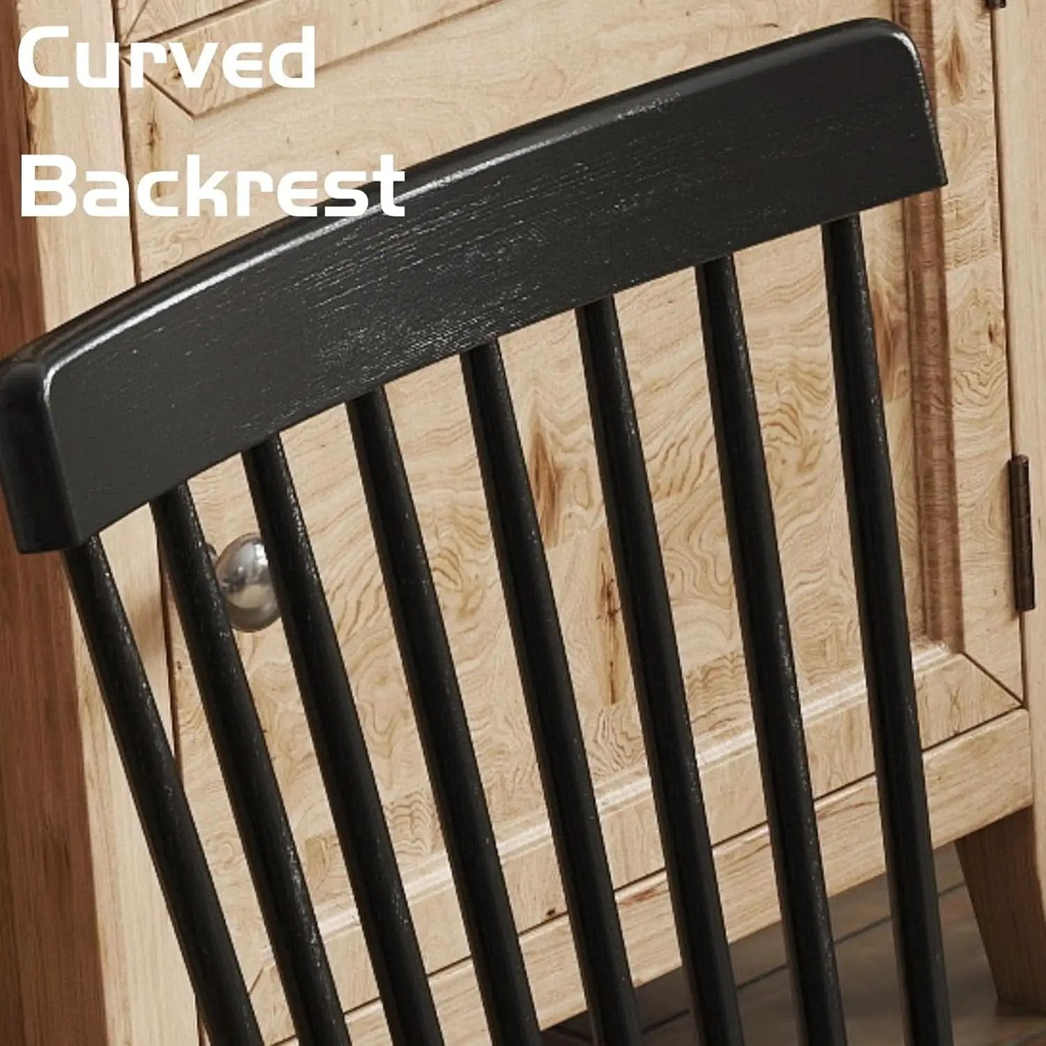 Windsor Spindle Back Dining Chair Armless Black Wood from PriceLows™