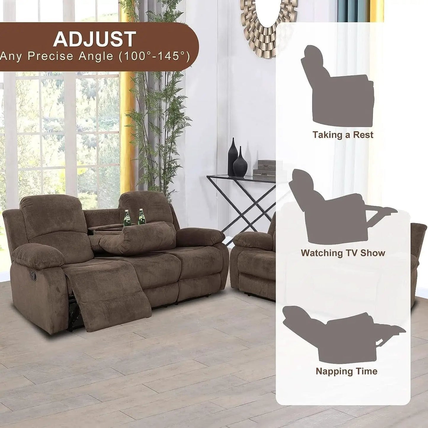 Corduroy Living Room Set Reclining Sofa Loveseat Taupe from PriceLows™