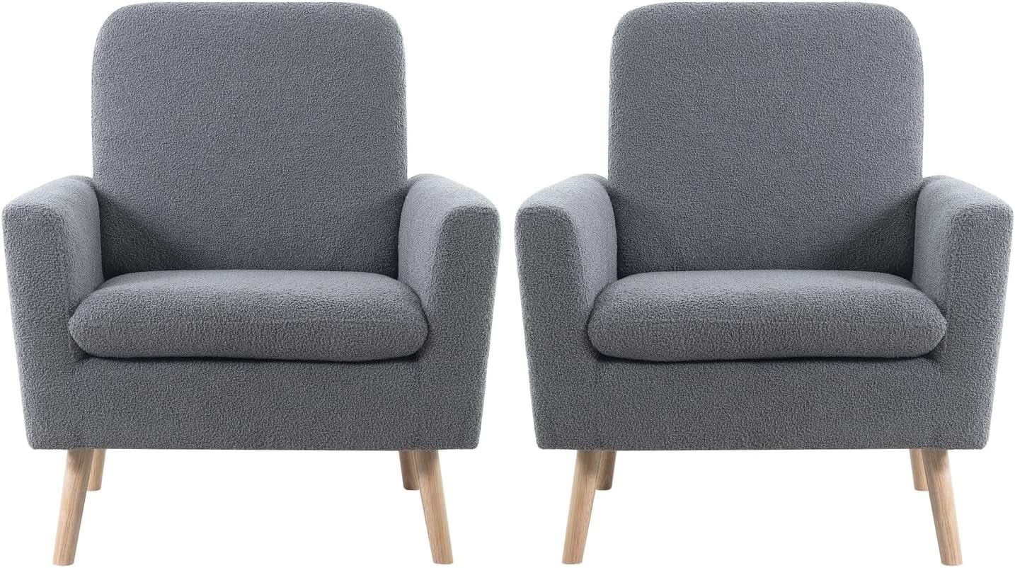 Gray Mid Century Modern Plush Upholstered Armchair from PriceLows™