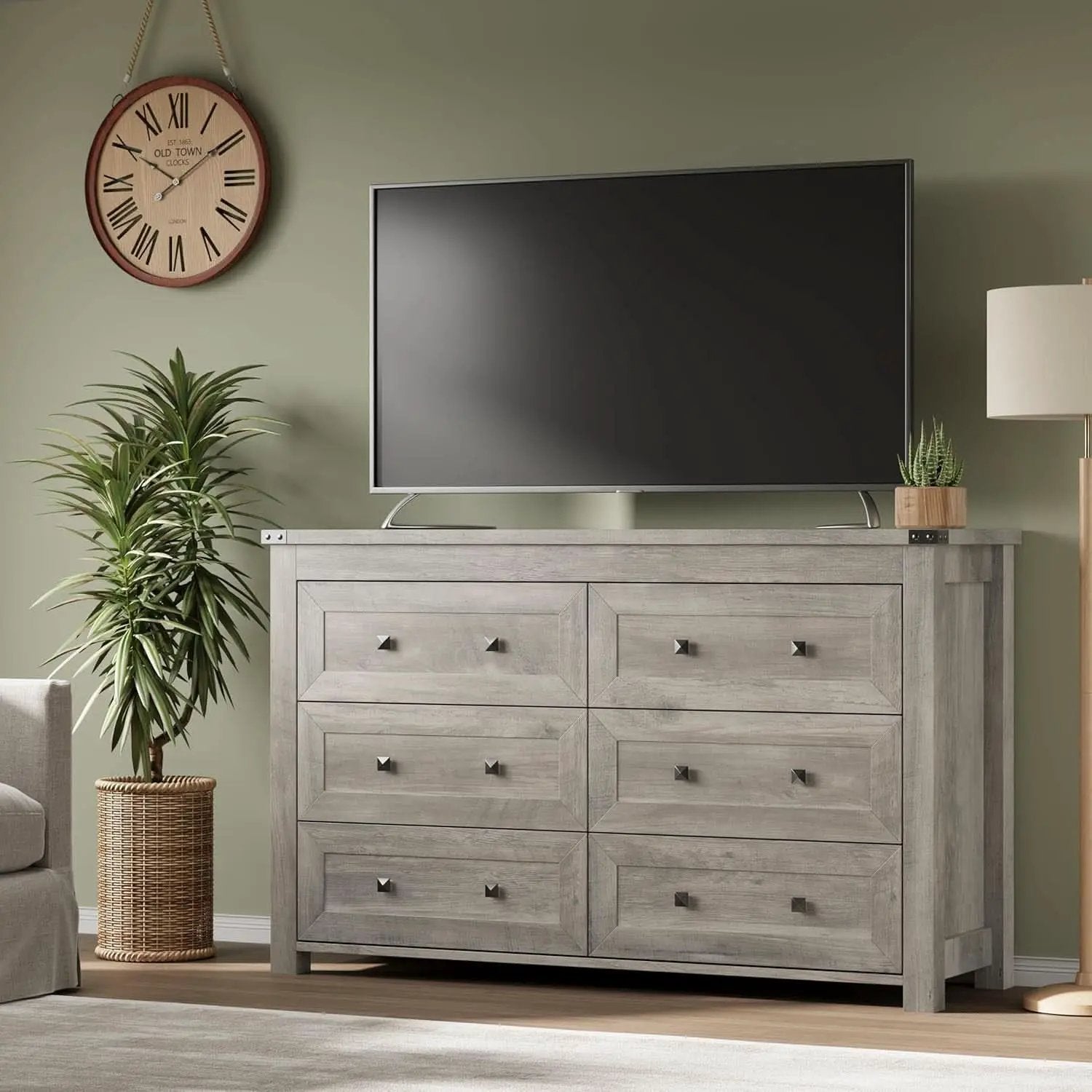 Six Drawer Dresser With Metal Handles Storage Unit from PriceLows™