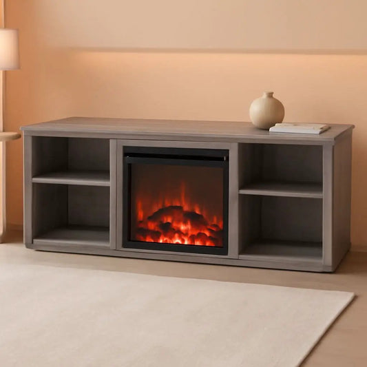 70 Inch TV Stand With Electric Fireplace In French Oak Grey from PriceLows™