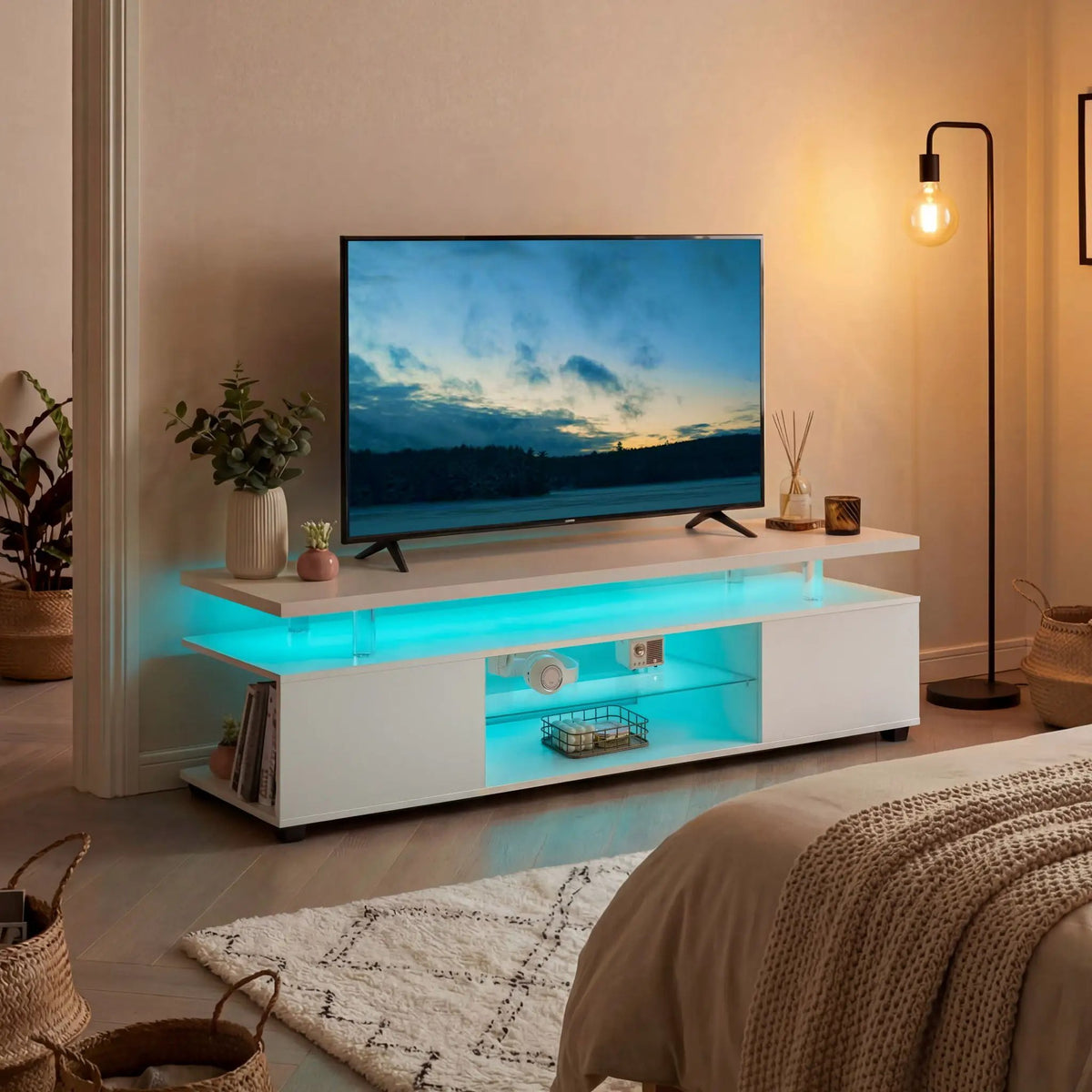 TV Stand | Built In LED | Large Side Cabinet | Modern Style