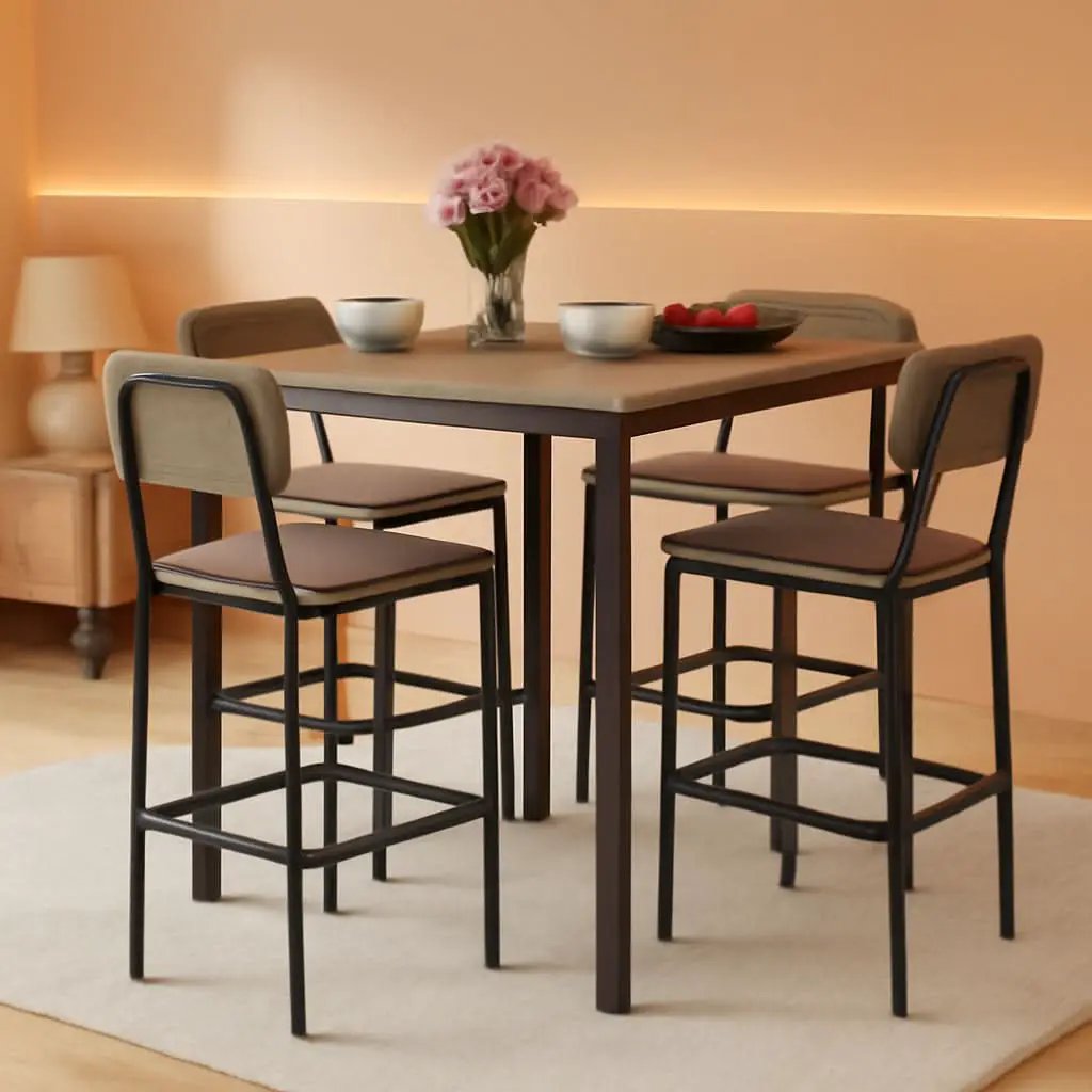 5 Piece Counter Height Dining Table Set Black Oak Stools from PriceLows™