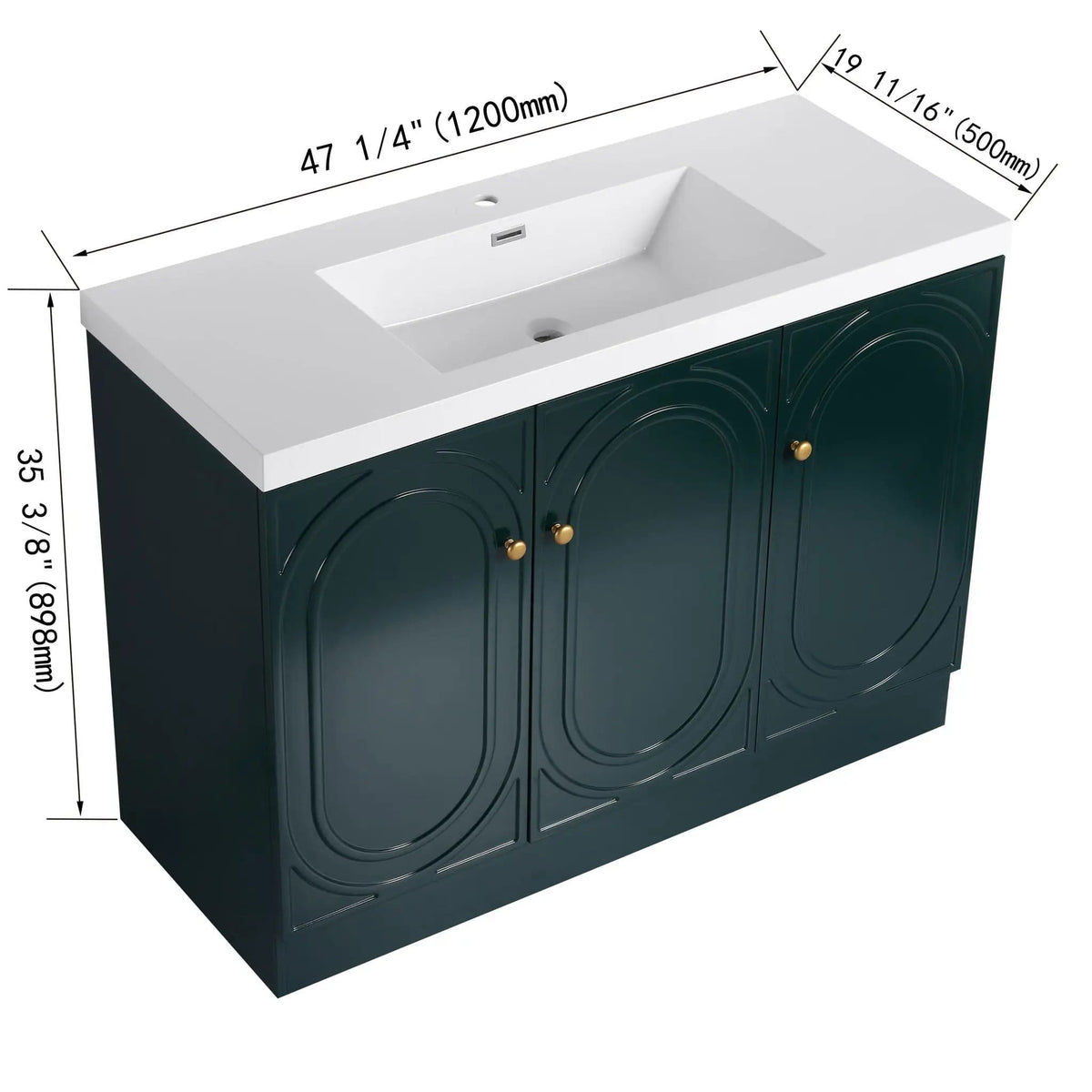 Contemporary Freestanding Bathroom Vanity With Resin Sink & Soft-Close Cabinet Doors | 7 Pieces | Stainless Steel & Plywood | Bathroom