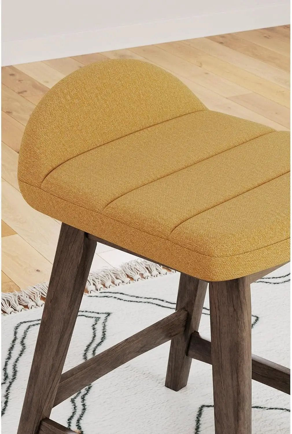 Mustard Brown Upholstered Counter Height Bar Stool Set Of 2 from PriceLows™
