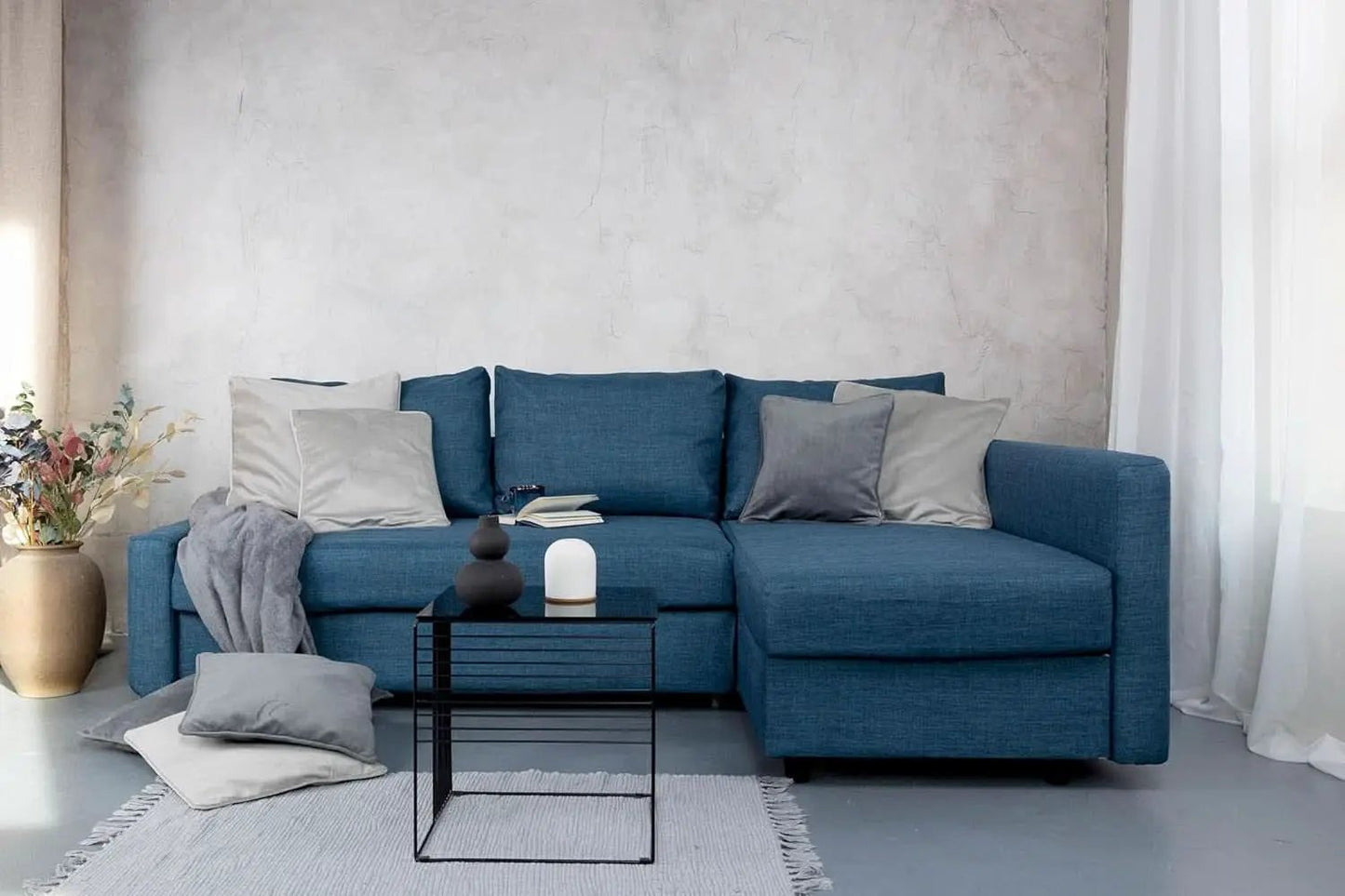 Snug Fit Friheten Sofa Slipcover With Chaise Navy Blue from PriceLows™