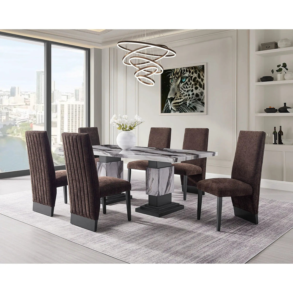 Contemporary Dining Chairs | Rubber Wood | Extended Backrest | Set of 2